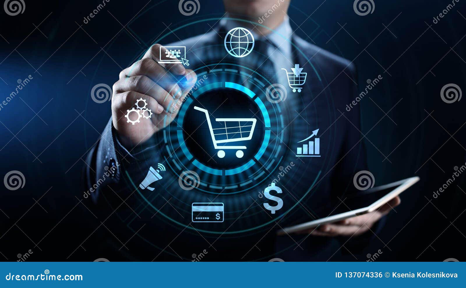 e-commerce online shopping digital marketing and sales business technology concept.