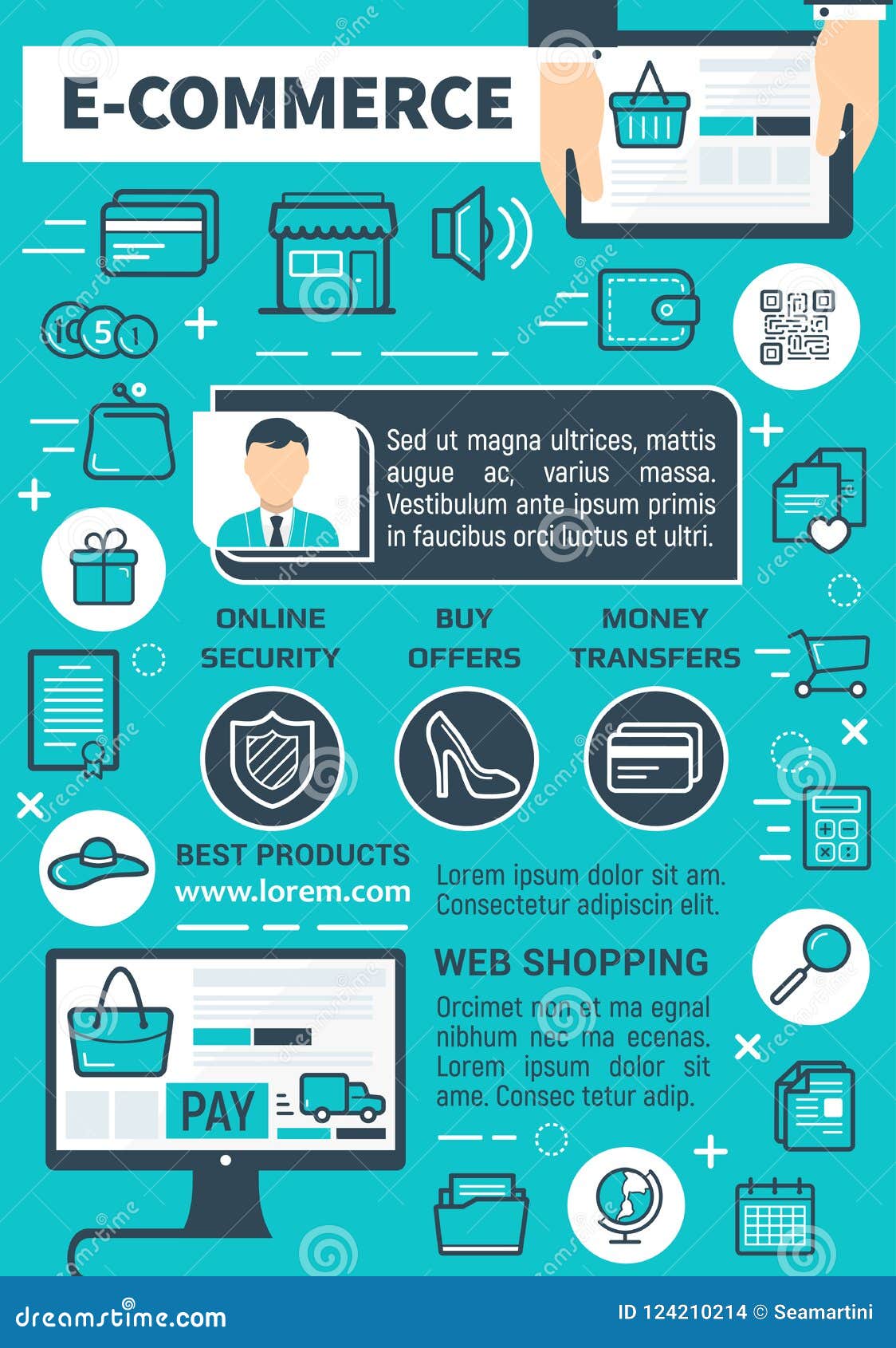 Online and Secure Payment Vector Poster Stock Vector