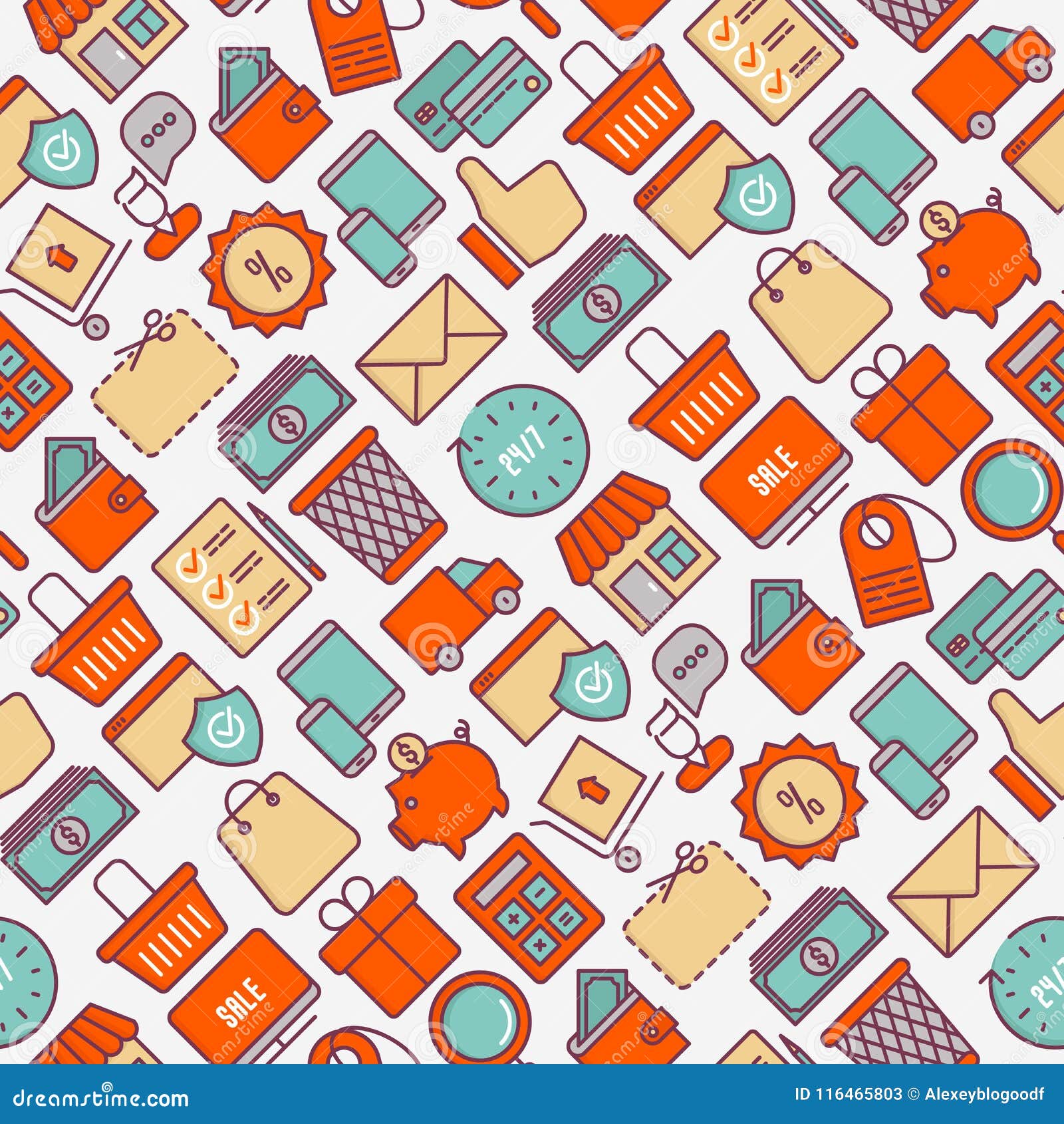 Shopping Seamless Pattern Stock Vector Illustration of