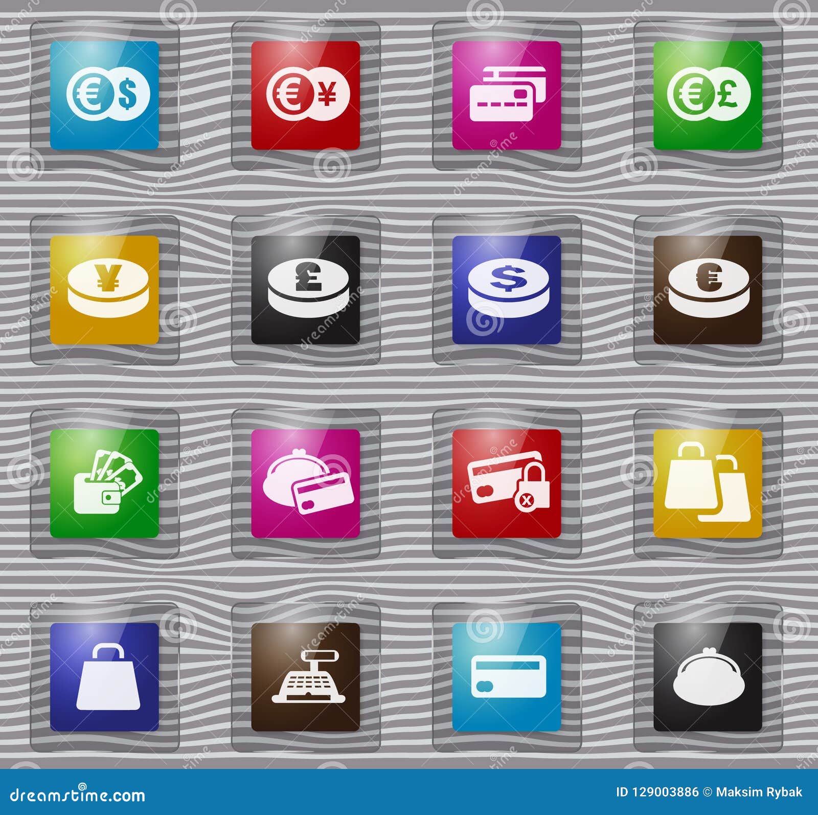 e-commers glass icons set