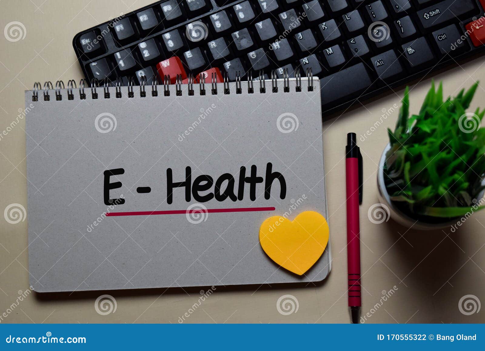 e-health write on a book  on office desk