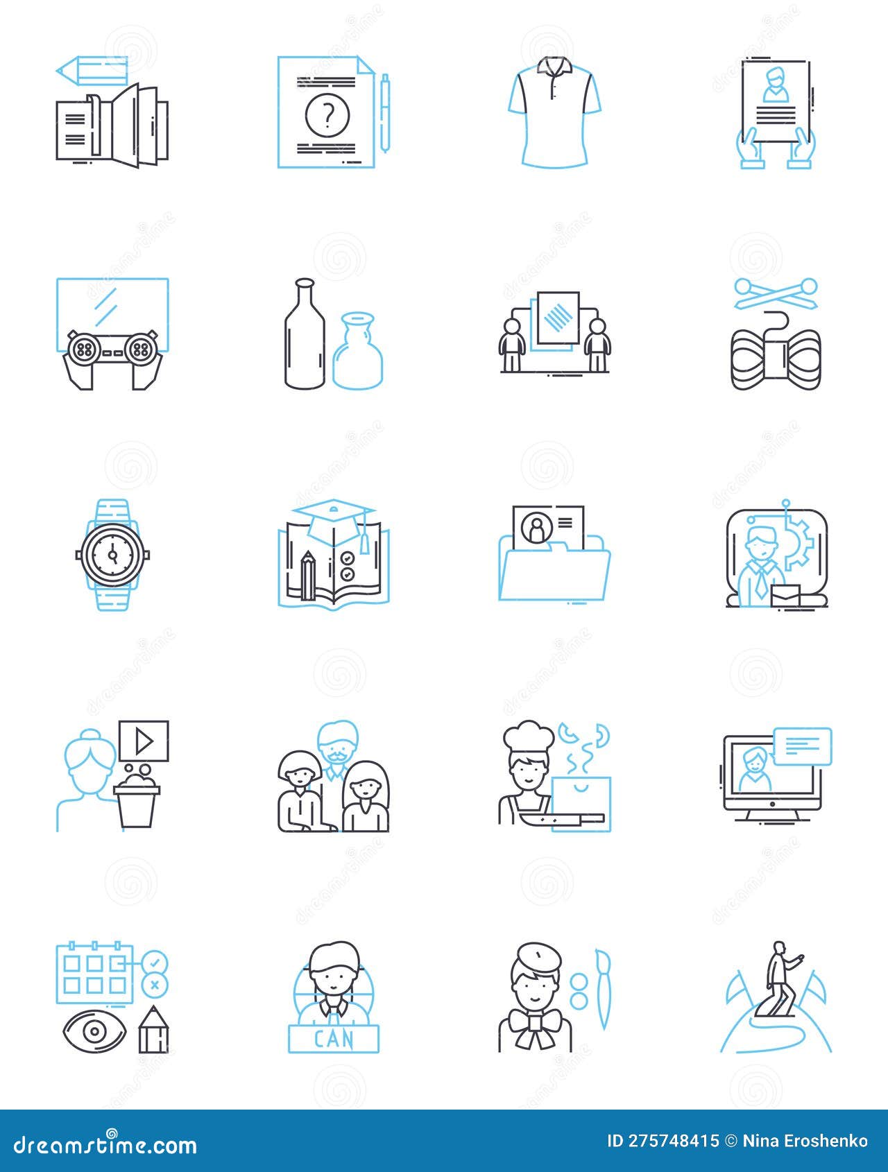 e-learning linear icons set. digital, online, education, virtual, learning, instruction, courseware line  and