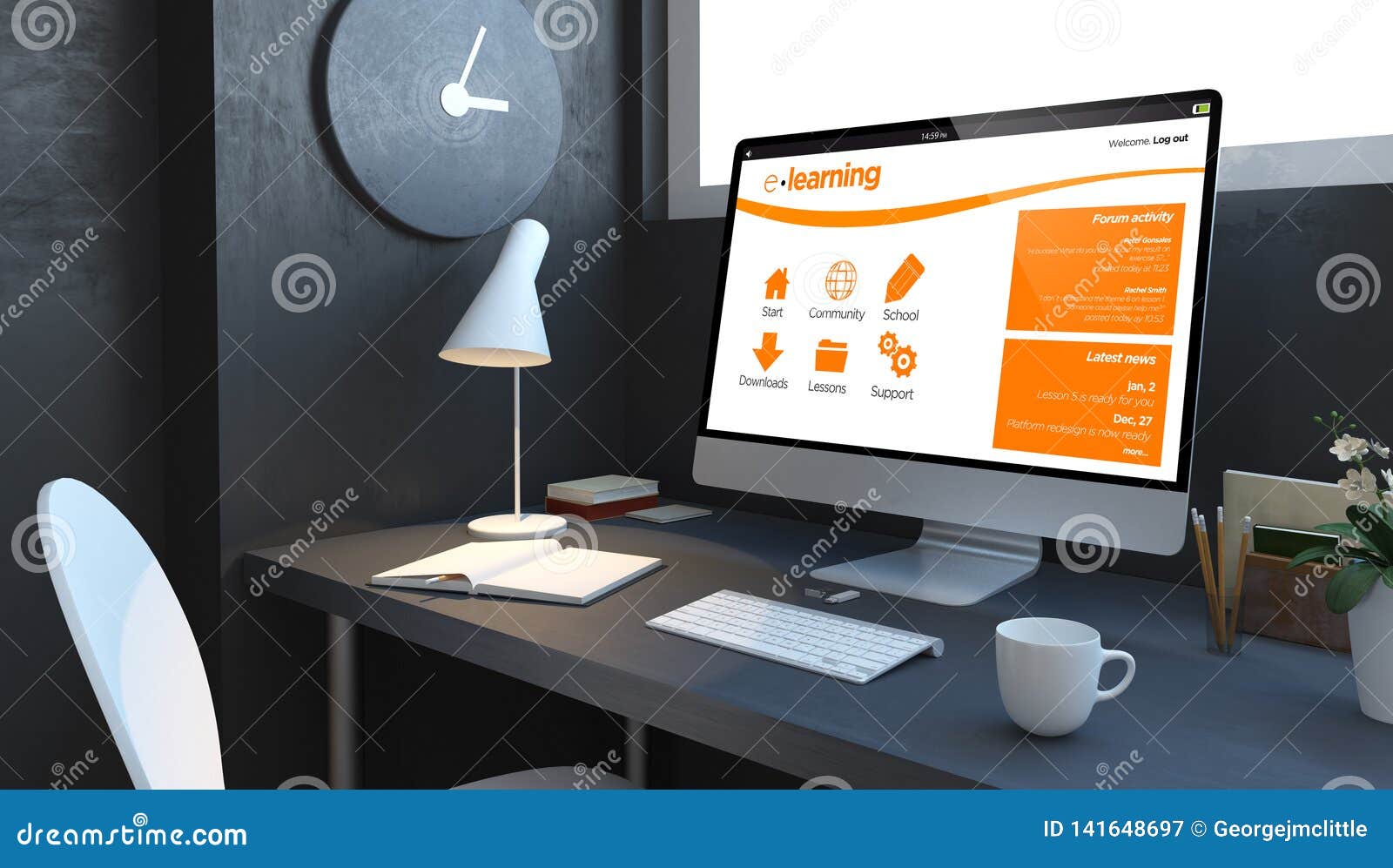 Elearning Navy Desktop Mockup Stock Illustration Illustration of