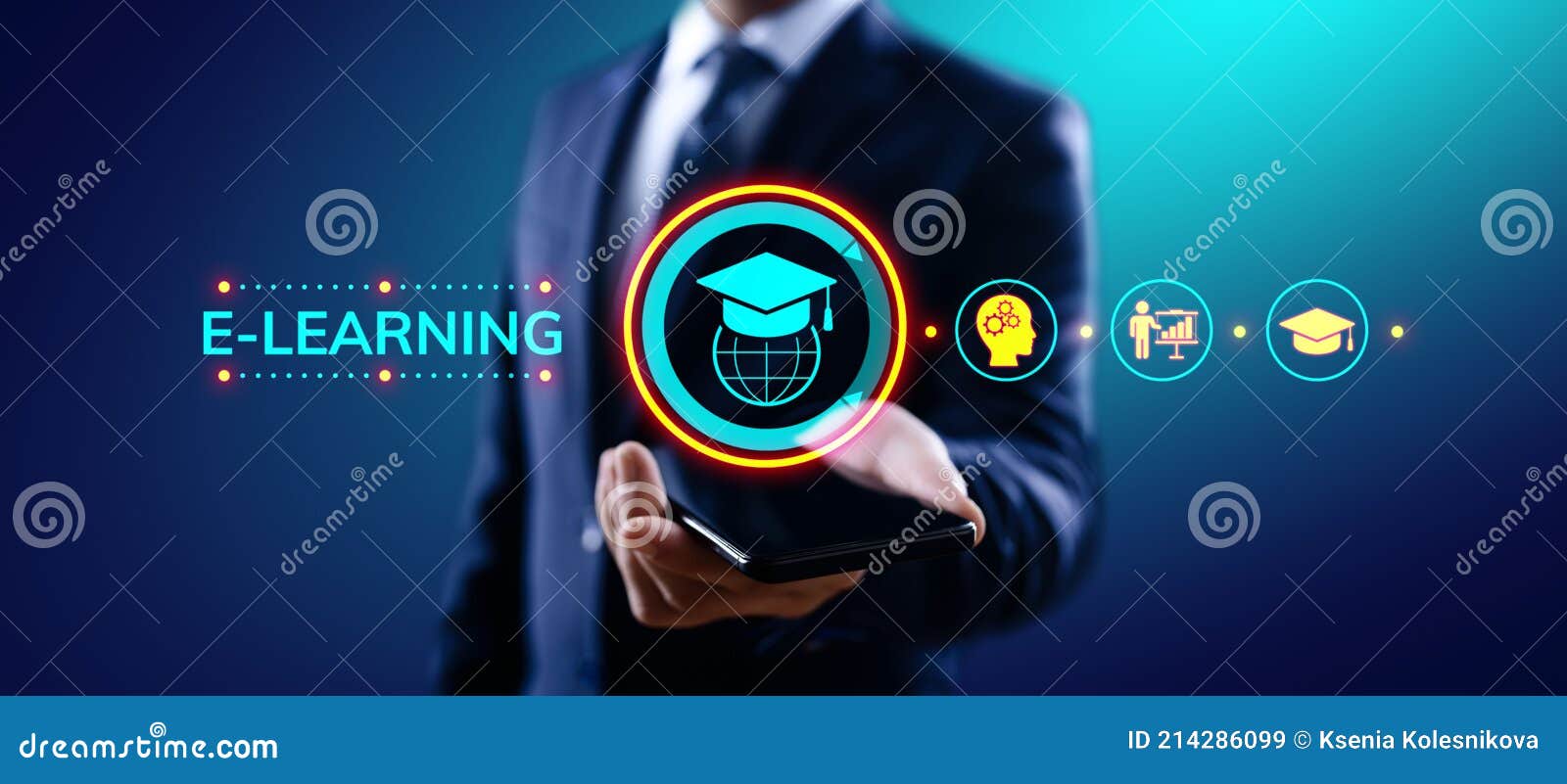 Elearning Online Education Business Concept on Screen Stock