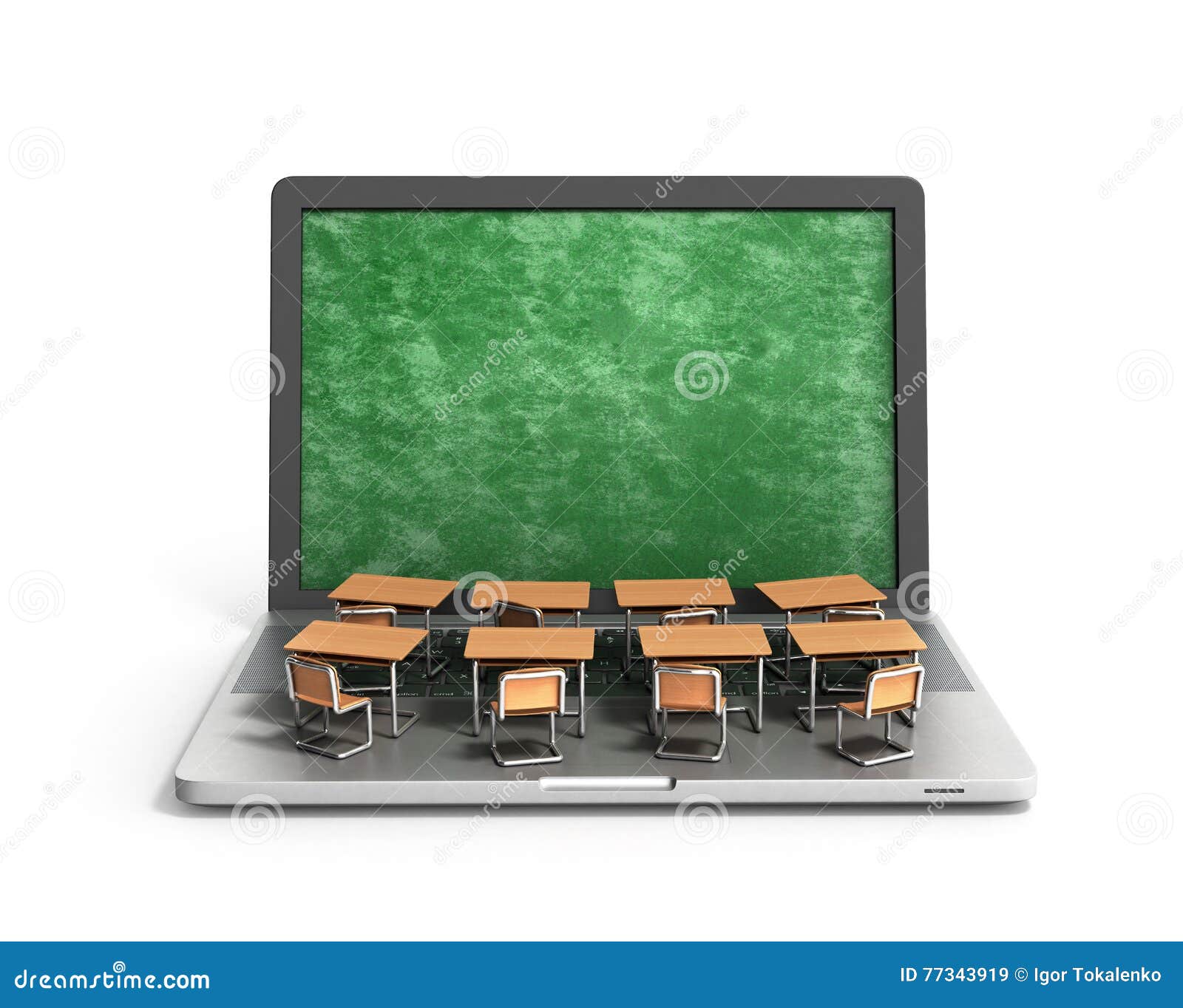 Elearning Online Education Concept School Desks Stock Illustration