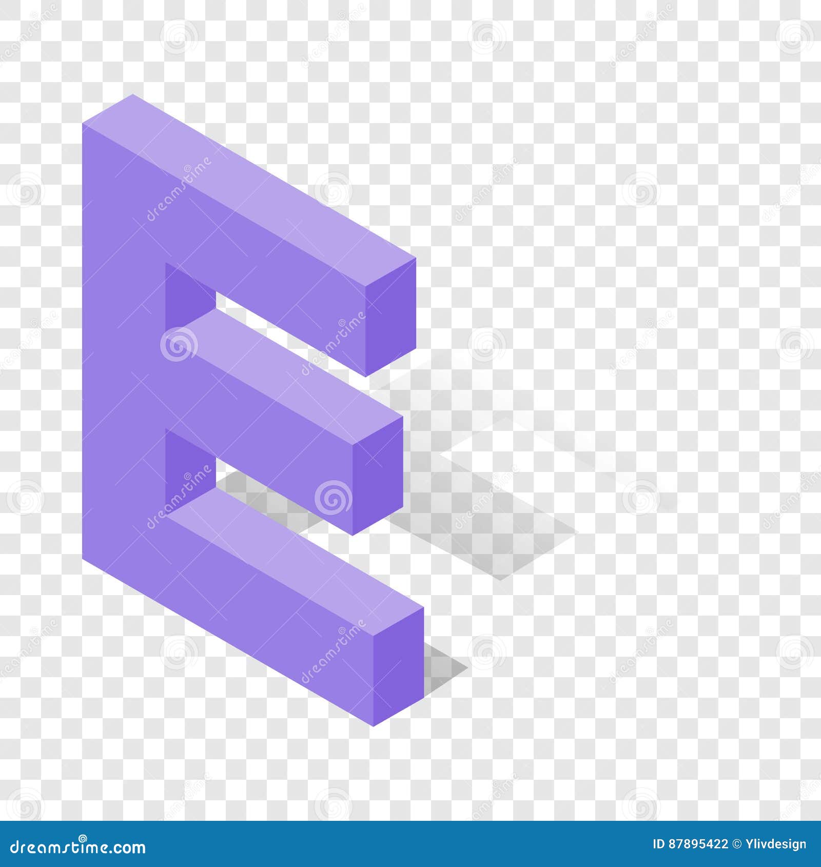 E Letter in Isometric 3d Style with Shadow Stock Vector Illustration