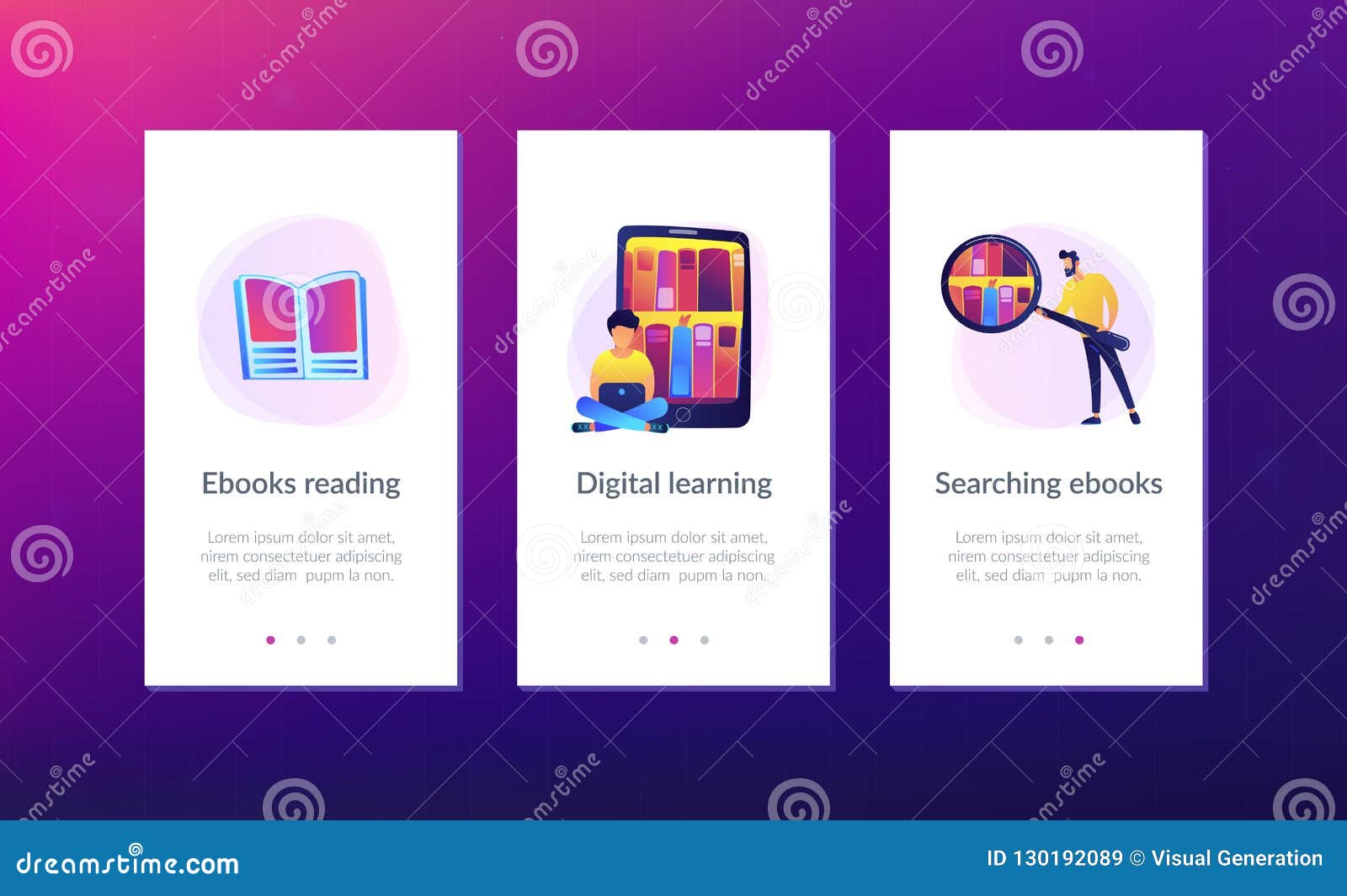 E library app interface template stock vector illustration of read