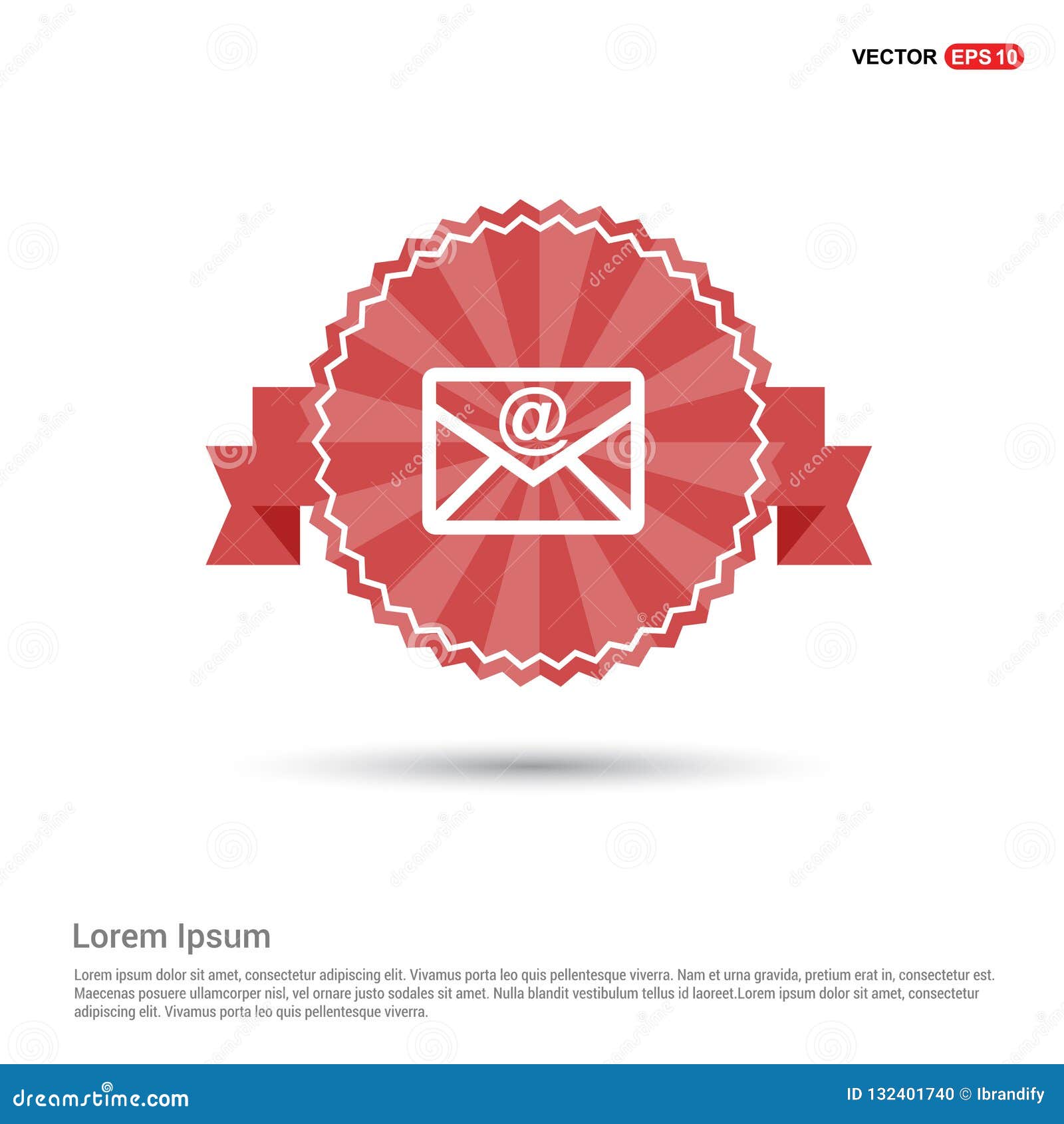 e-mail icon - red ribbon banner