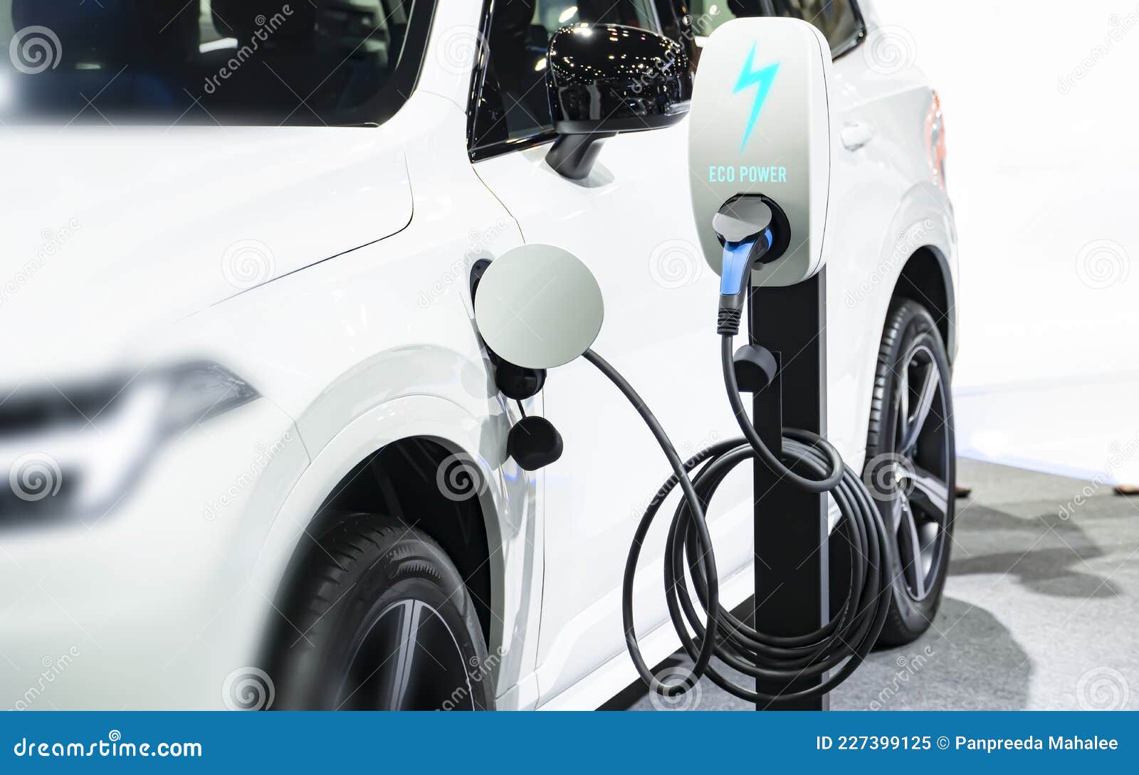 Epower Car on Charging Station, Electric Charging Car. Stock Image Image of plug, power