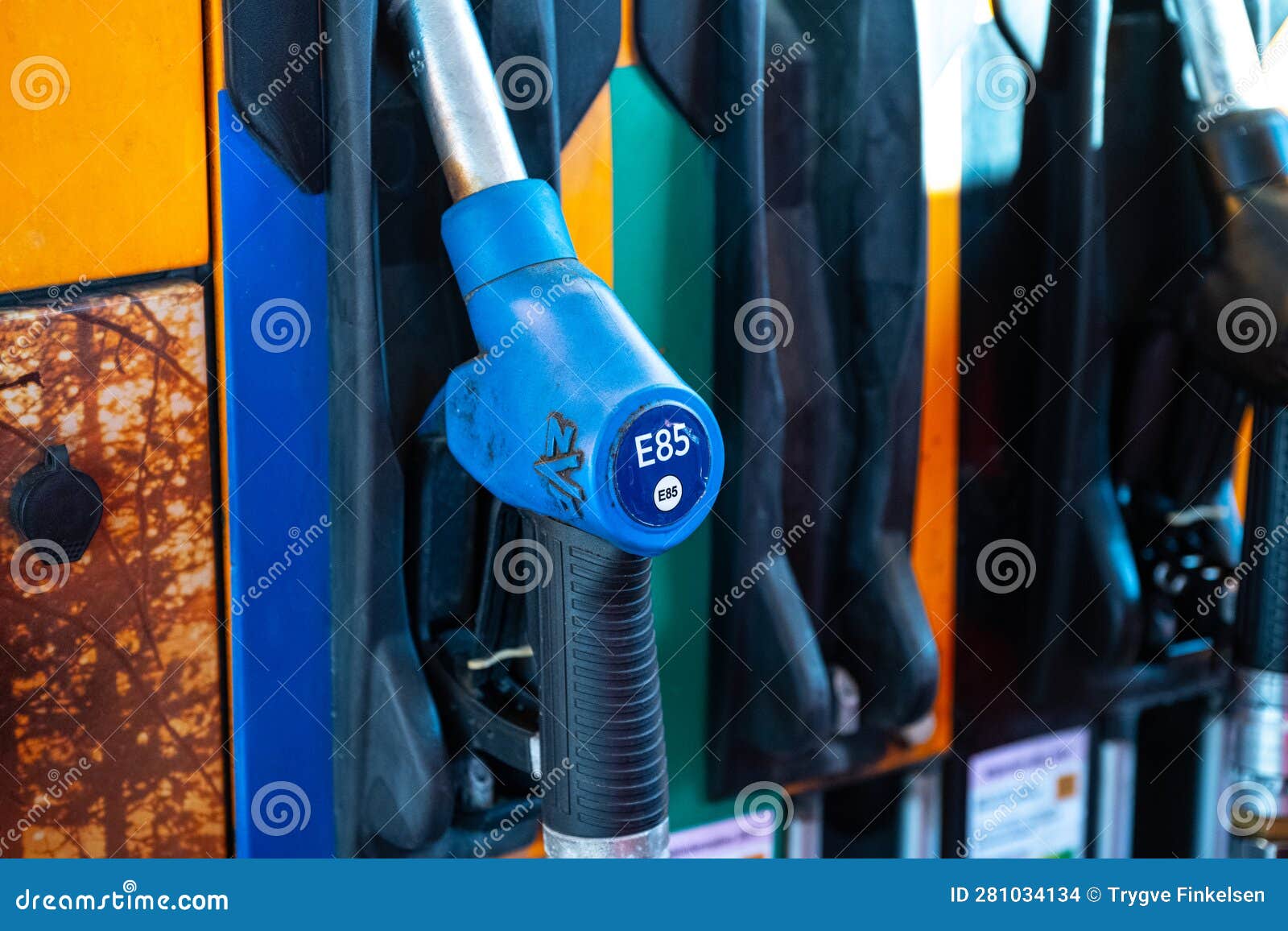 E85 Pump Handle at a Gas Station.. Stock Photo Image of danger