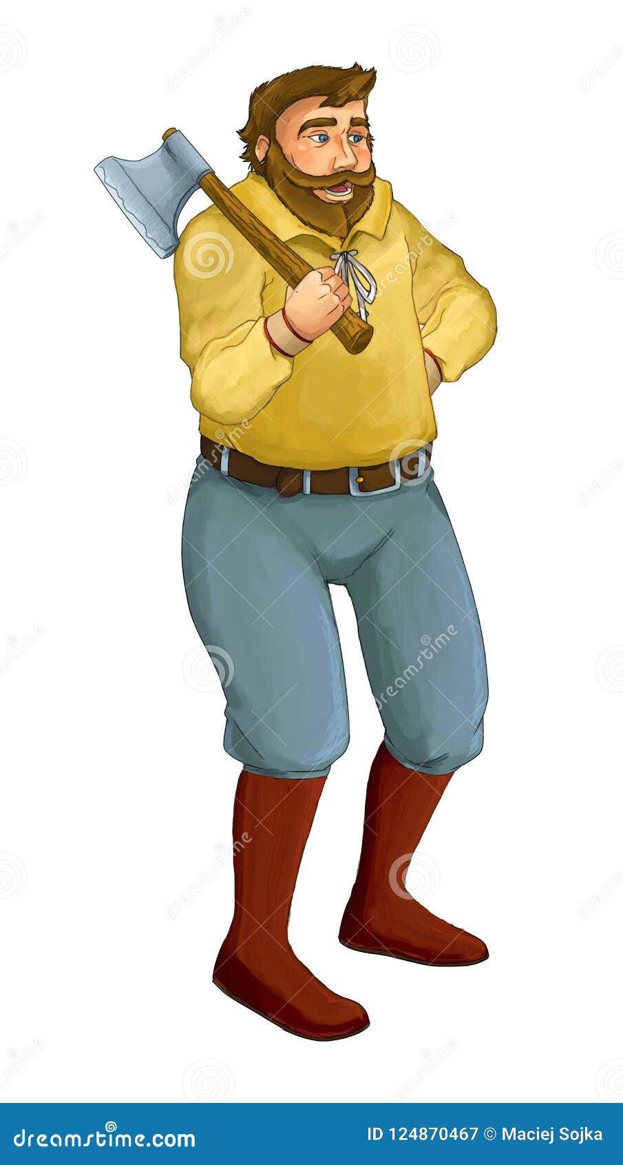 Cartoon Character Man Holding An Axe Lumberjack 库存例证 插画包括有