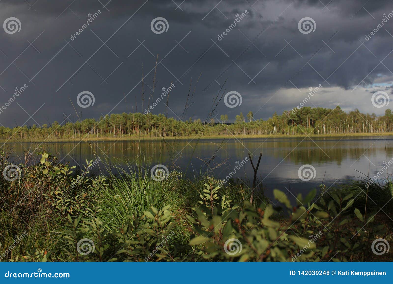 Thunderstorm clouds closing over a lake. Thunderstorm clouds closing up over a lake in summer.