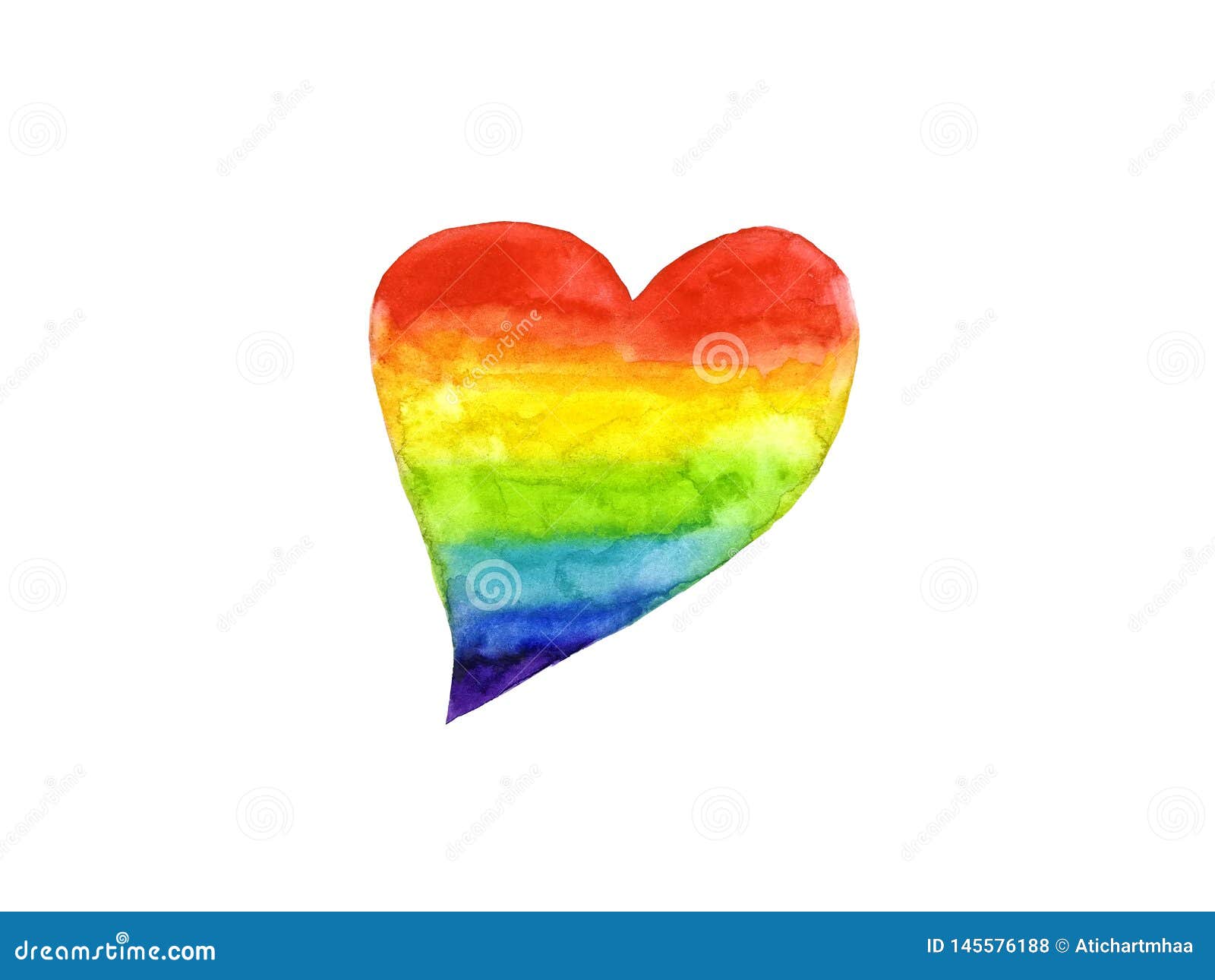 Watercolor rainbow heart symbol LGBT or Lesbian, Gay, Bisexual,Transgender isolated on white background .