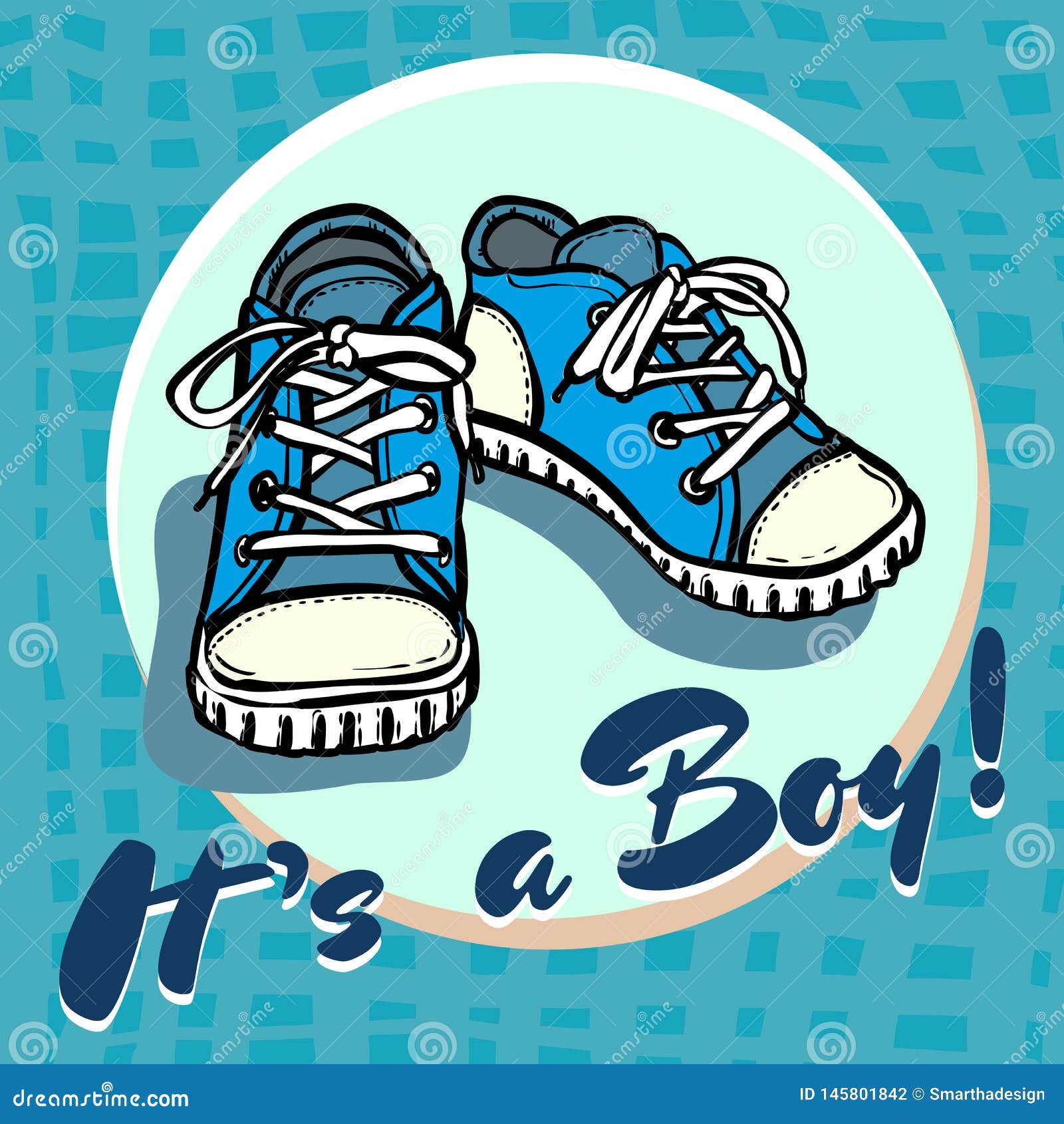 Carte Postale Vectorielle De Felicitations De La Douche Pour Bebe Garcon Annonce Pour Bebe En Bleu C Est Un Garcon Avec Des Enfan Illustration De Vecteur Illustration Du Enfant Drole