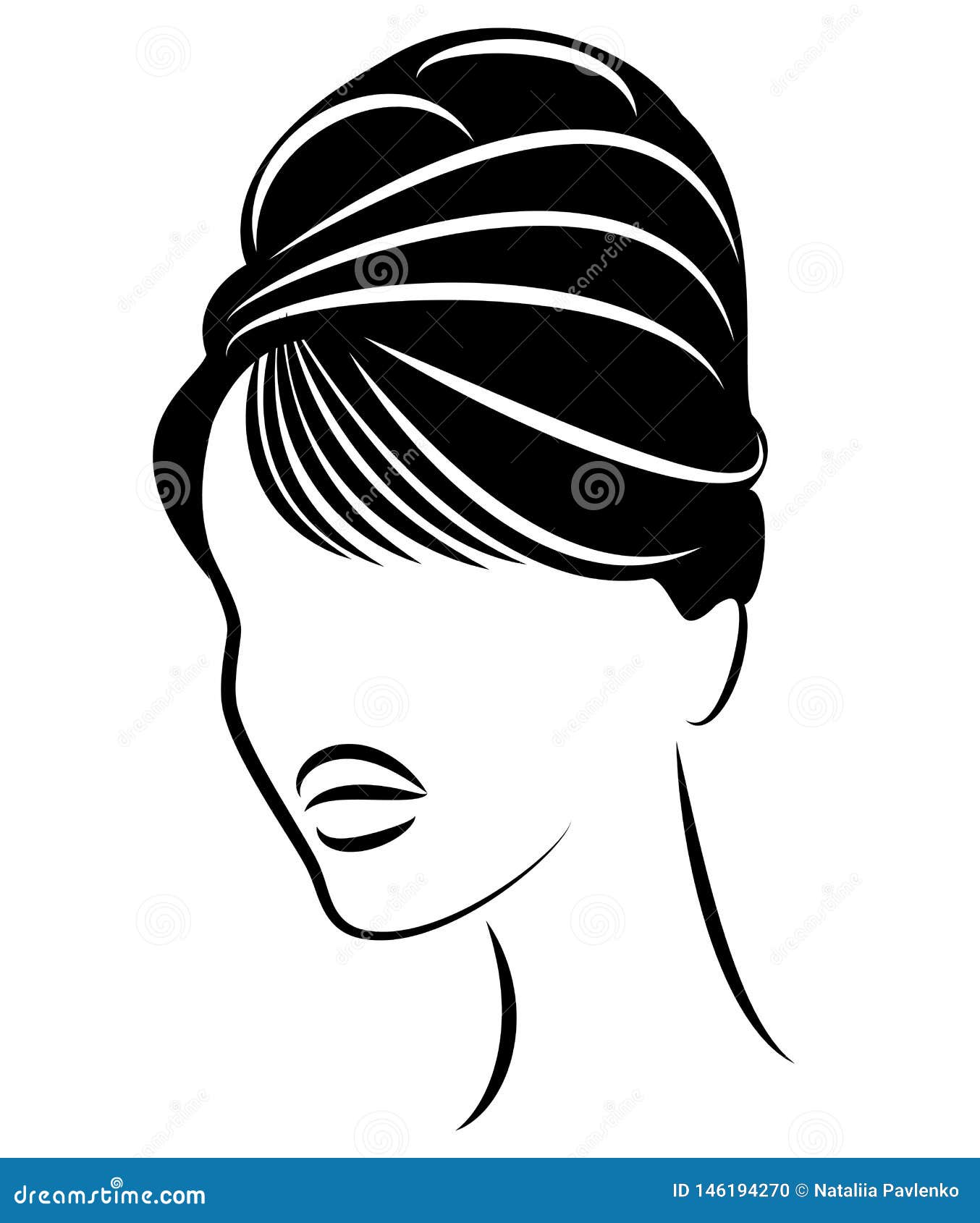 Siluet Profilya Golovy Miloj Ledi Devushka Pokazyvaet Zhenskuyu Prichesku Na Srednih I Dlinnyh Volosah Podhodit Dlya Logotipa Illyustraciya Shtoka Illyustracii Naschityvayushej Model Skruchivaemost 146194270