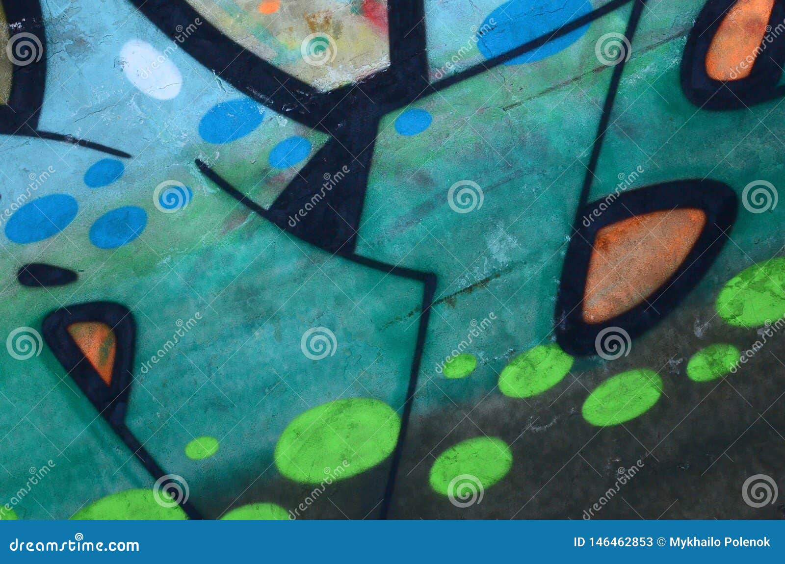 Fragment of Colored Street Art Graffiti Paintings with Contours and ...