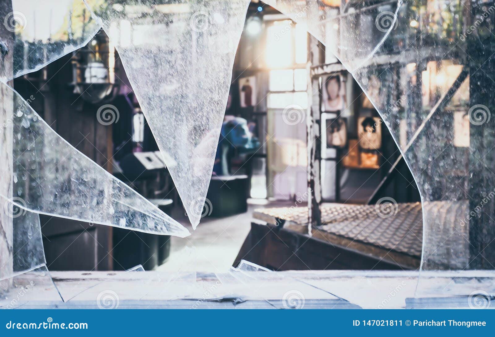 Broken Glass Dangerous Accident Cracked Damaged Immagine Stock