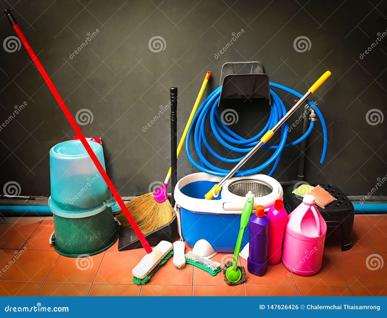 Bucket with Mop,Cleaning Equipment,Office Cleaning Service,Copy Space