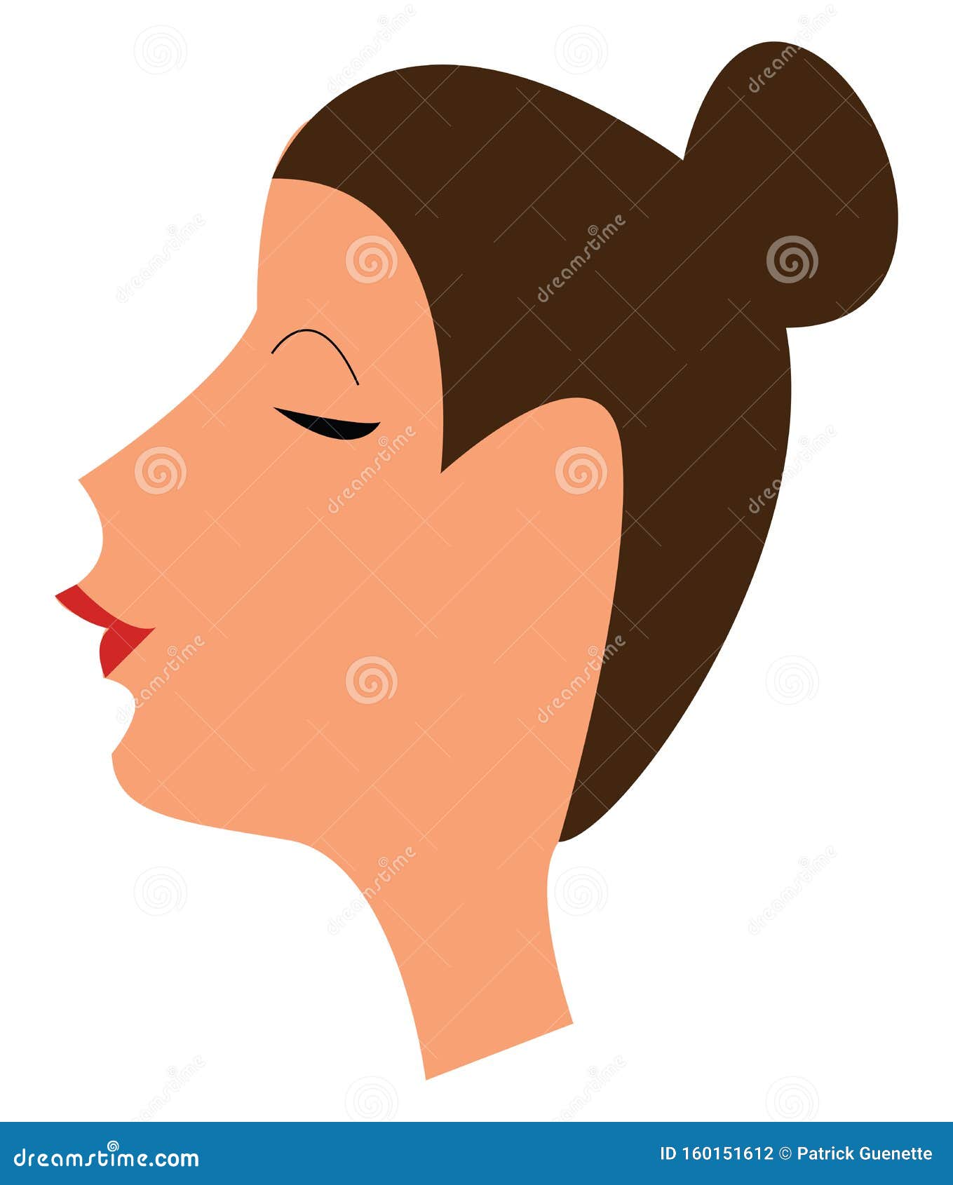Lady with Her Hair Tied Up Vector or Color Illustration Illustrazione