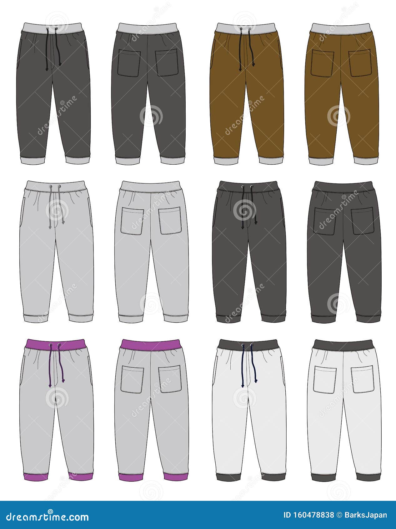 Illustration Set of Sweat Pants Vector Illustratie Illustration of kleding, manier 160478838