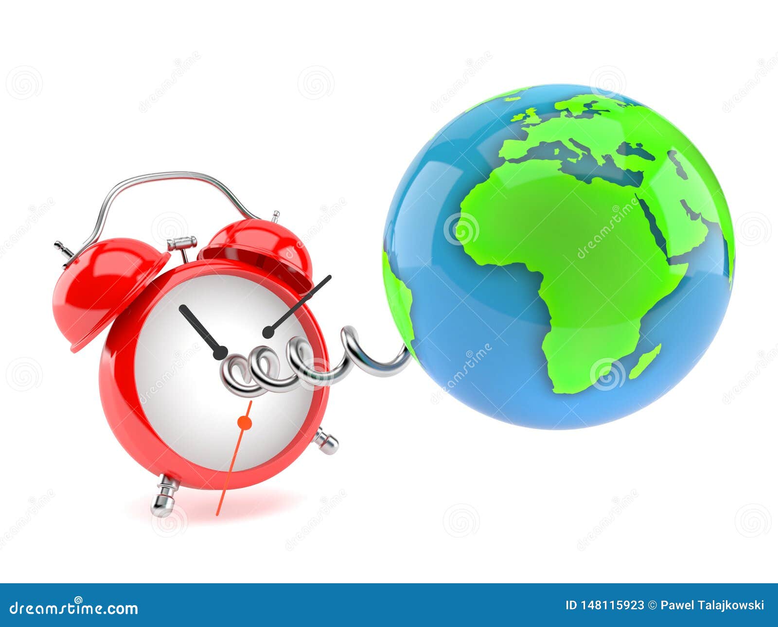 World Globe with Alarm Clock Stock Illustrationer Illustration av