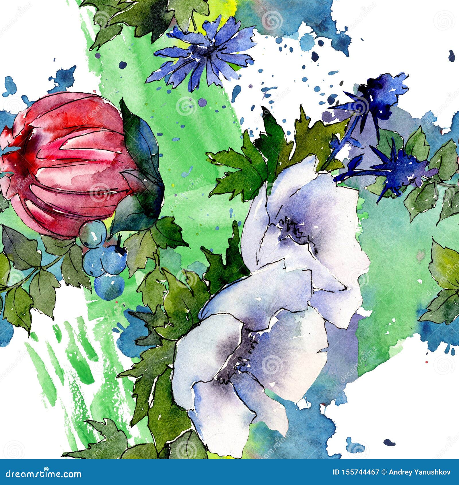 花卉植物花水彩背景插图集无缝背景模式库存例证 插画包括有图画 春天 草甸 装饰 蓝色 花卉植物花水彩背景插图集无缝背景模式库存例证 插画包括有图画 春天 草甸 装饰 蓝色