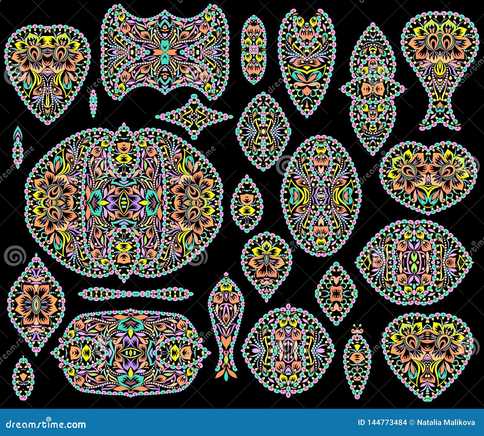 Ethnic Colorful Stencils Set of Templates Vector Illustratie