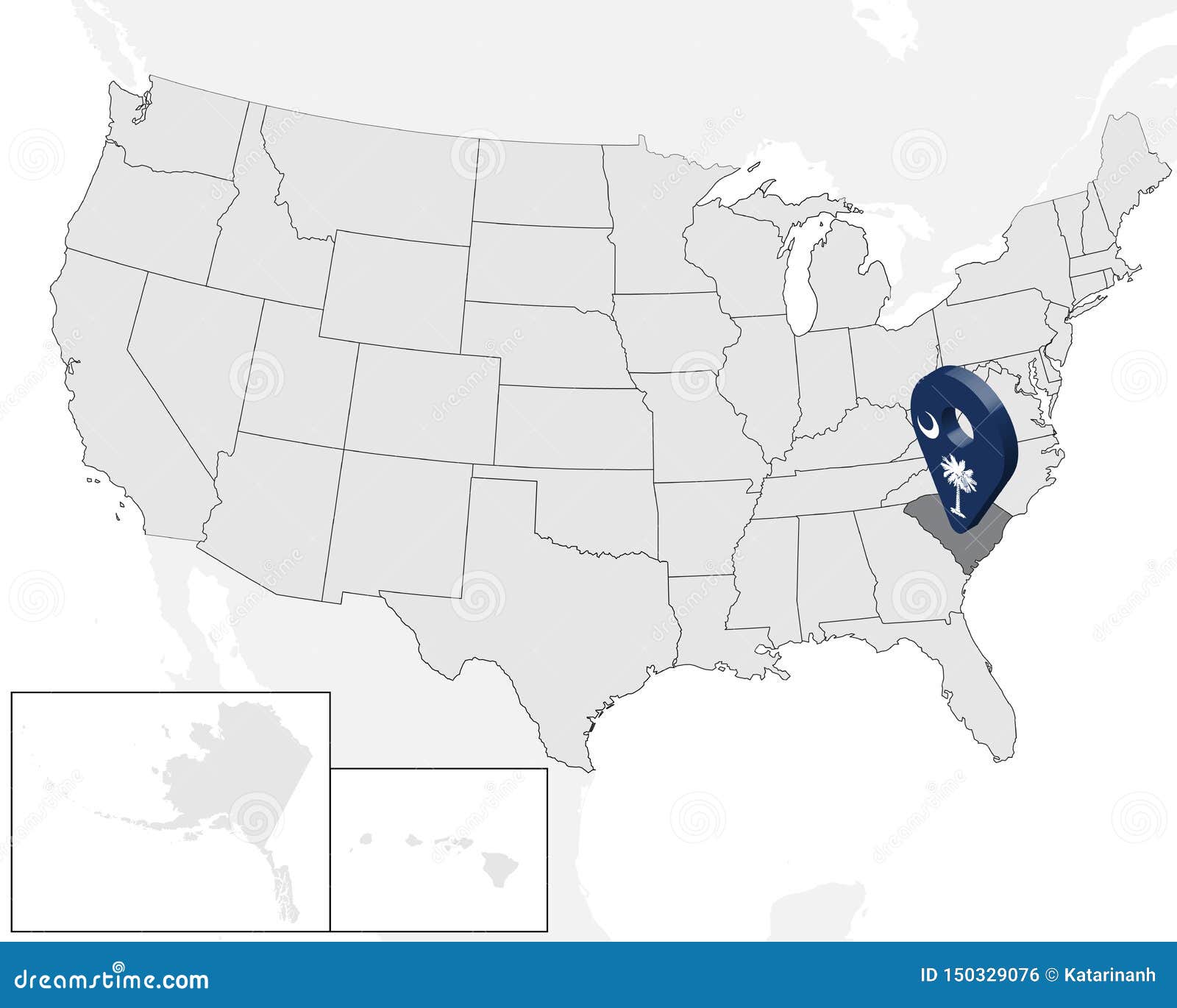 Карта южной каролины сша с городами и штатами на русском