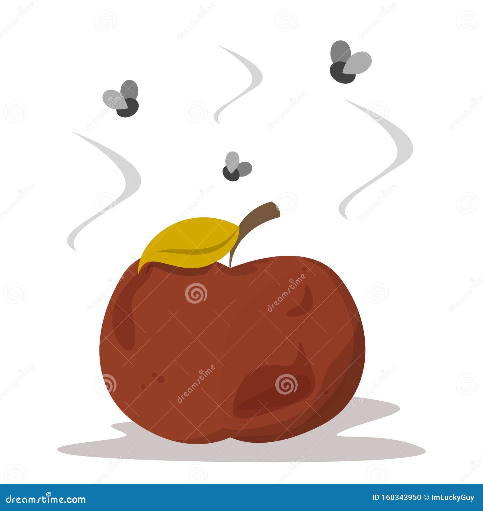 Плохое гнилое яблоко Вектор красных фруктов изолирован Органическое гниение  Иллюстрация штока - иллюстрации насчитывающей загрязнение, качество:  160343950