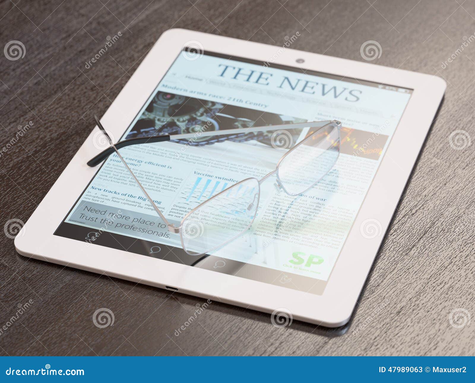 Ereader with Newspaper Application Stock Image Image of move
