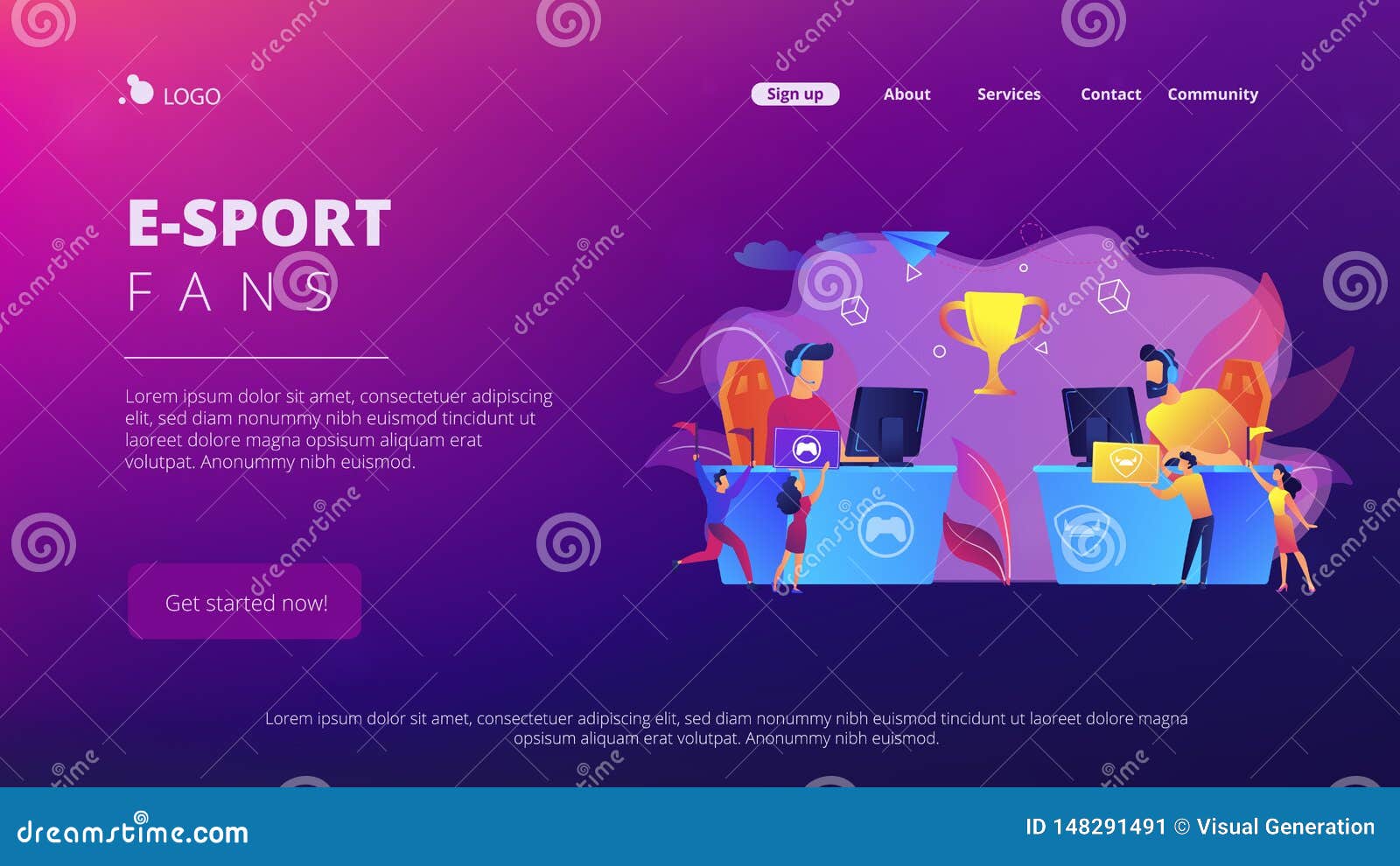 Esport Fans Concept Landing Page. Stock Vector Illustration of cyber