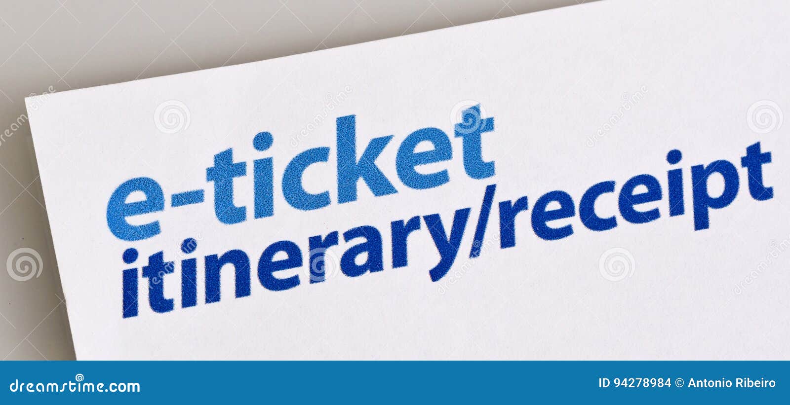 Eticket Itinerary Receipt stock photo. Image of destination 94278984