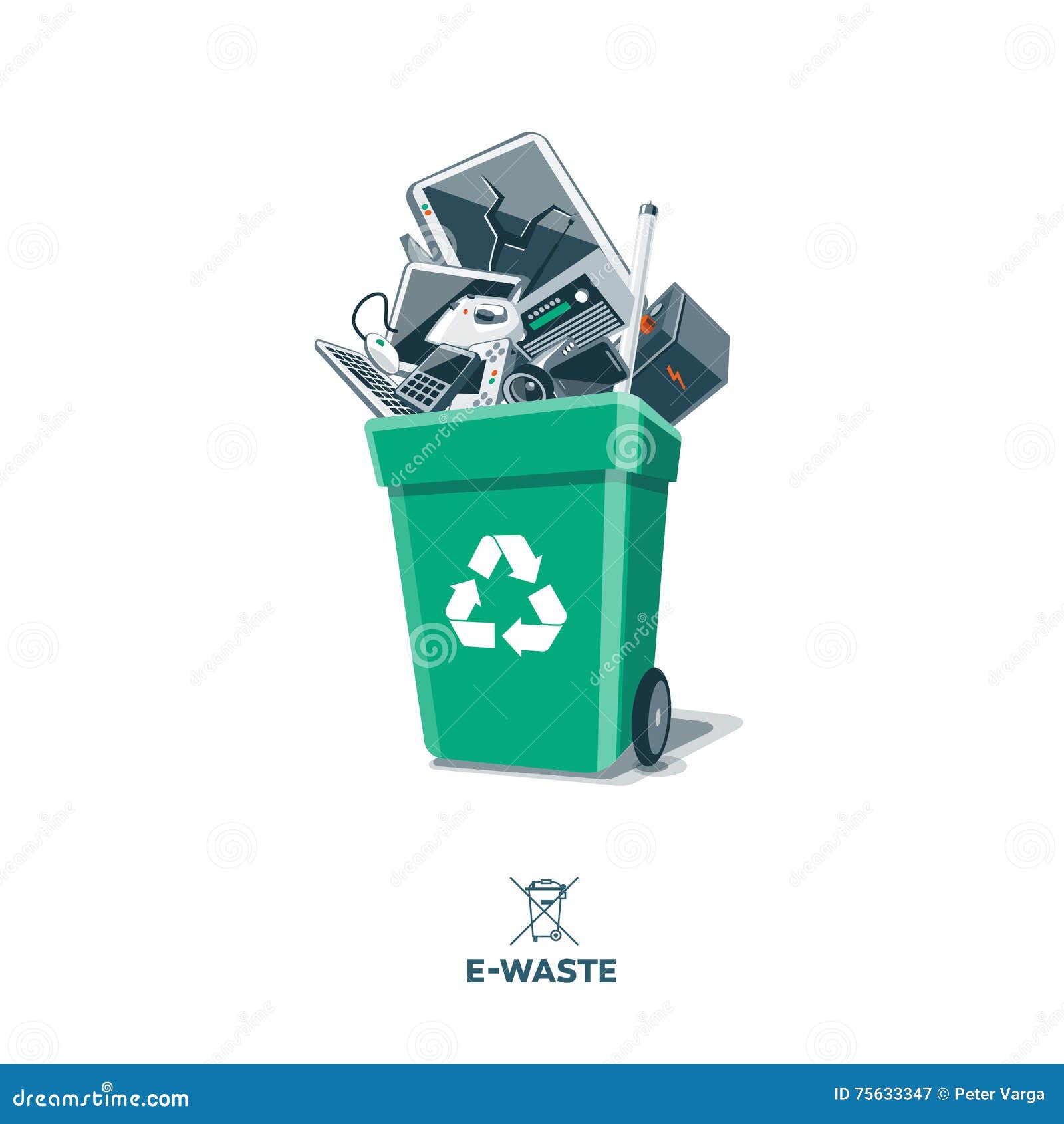e-waste in recycling bin
