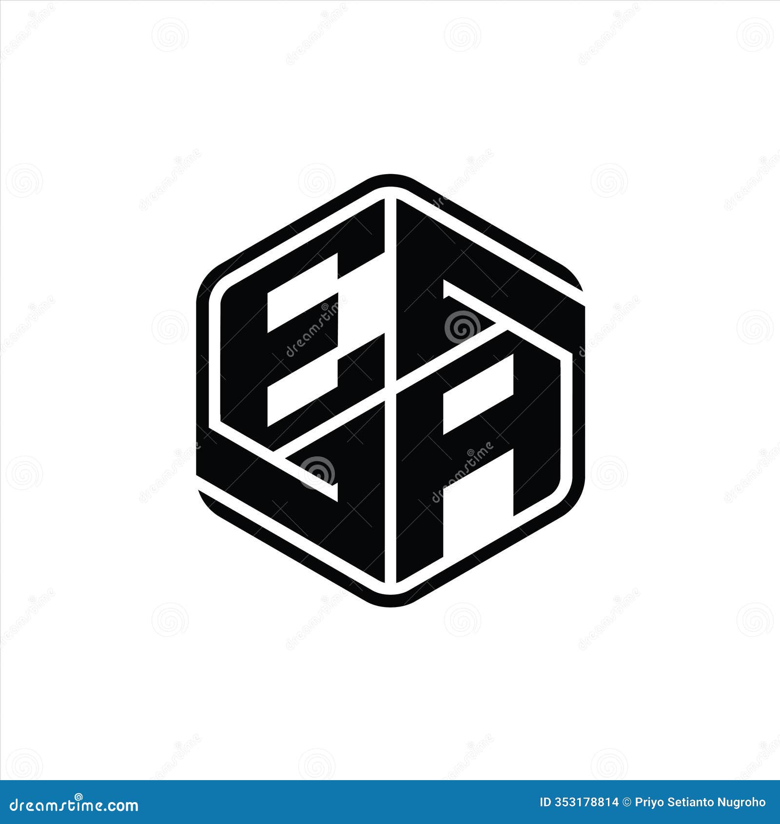 ea logo monogram hexagon  with ornament abstract  outline  template