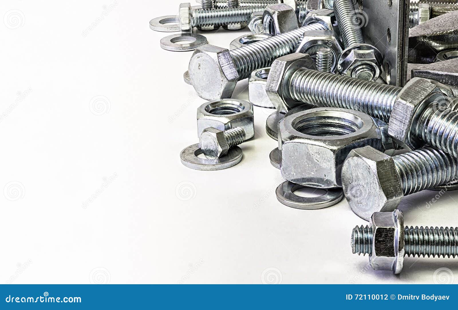 Each Threaded Fasteners Bolts Nuts. Stock Photo Image of isolated