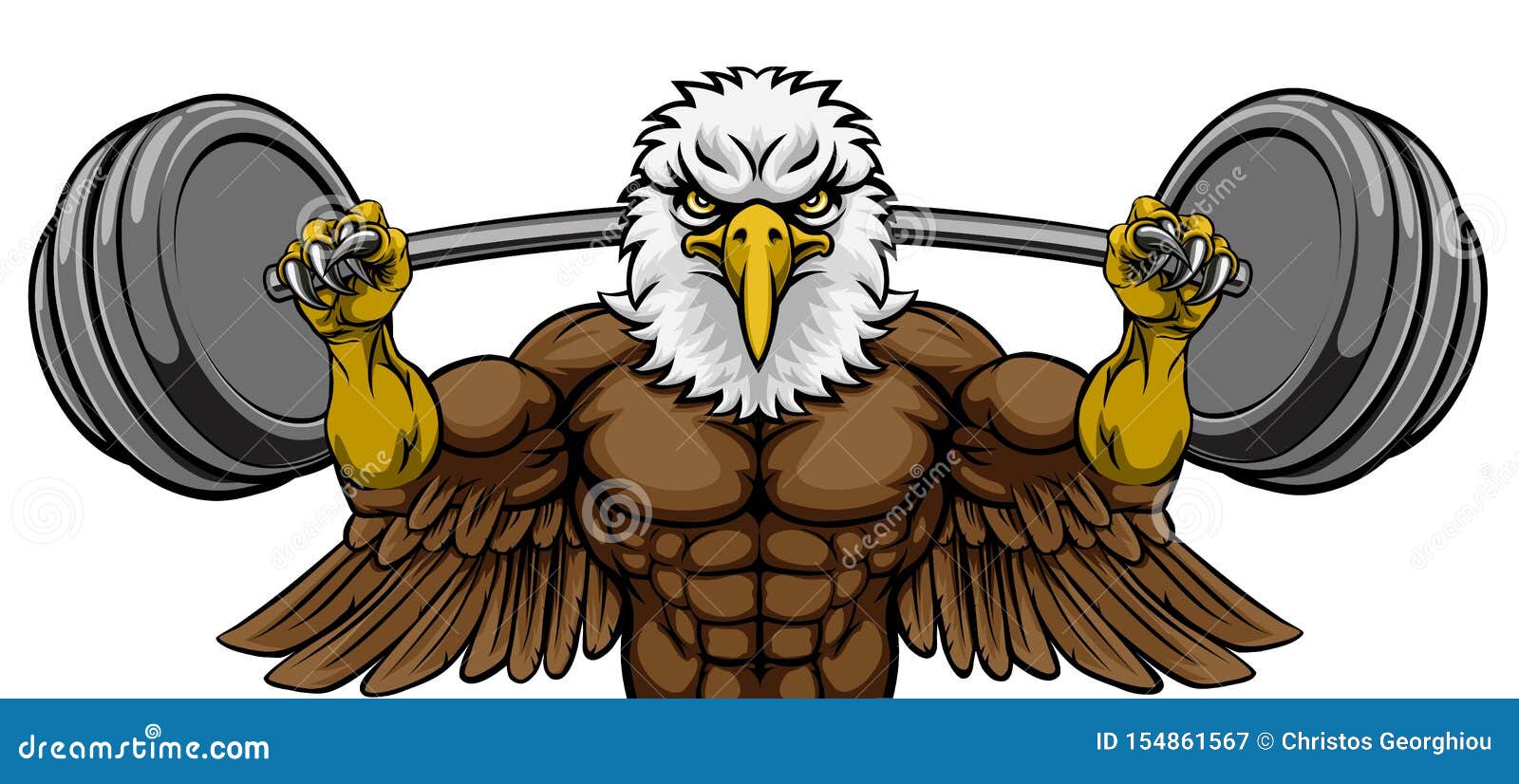 eagle mascot weight lifting barbell body builder