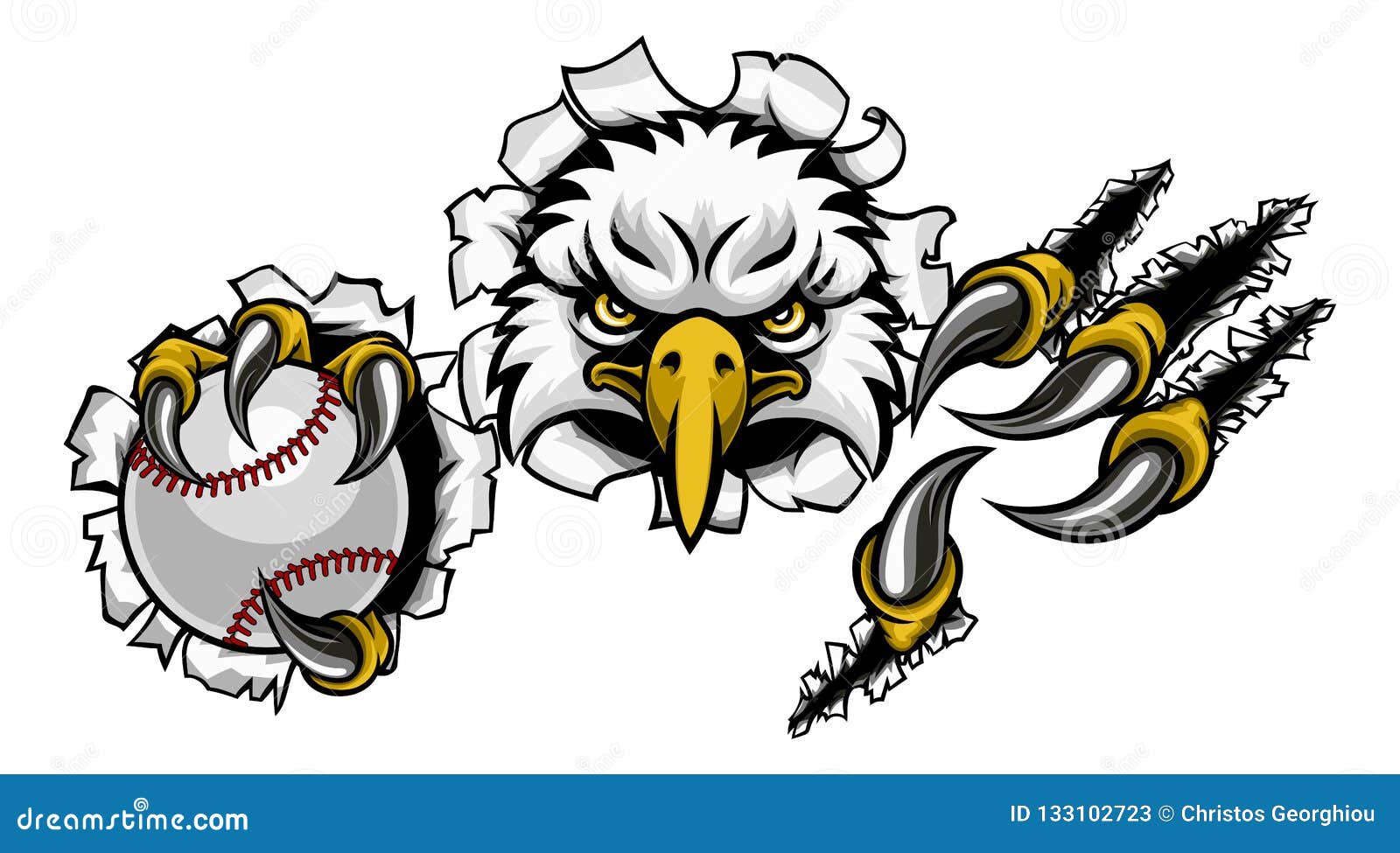 eagle baseball cartoon mascot tearing background