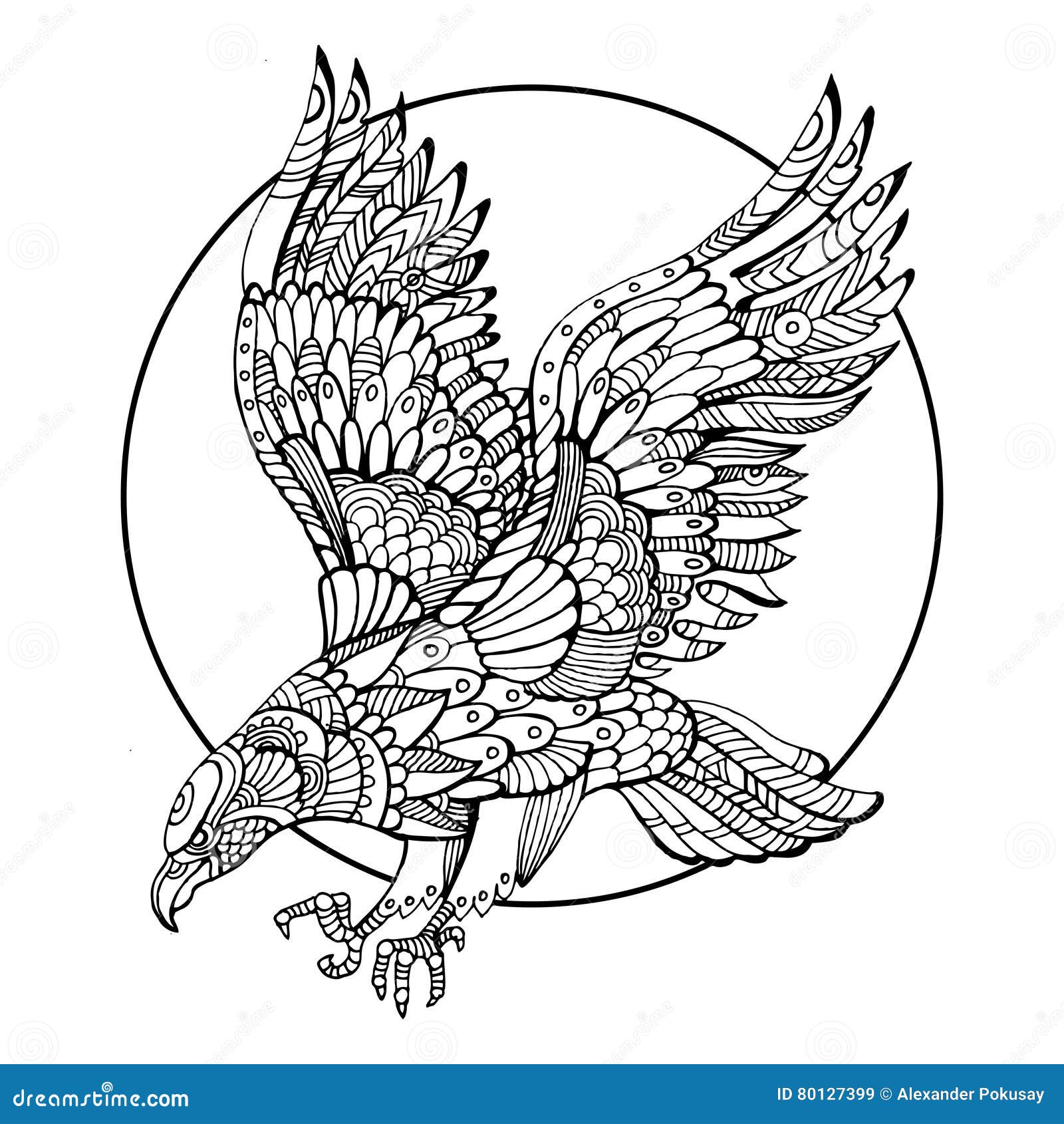 Eagle Bird Coloring Book for Adults Vector Stock Vector - Illustration