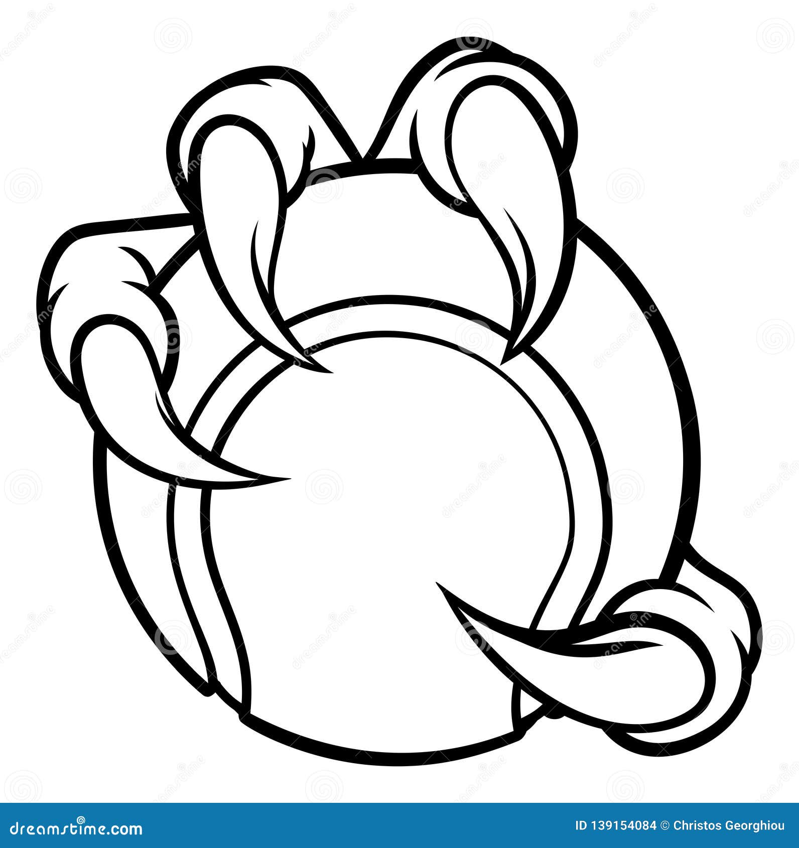 Clipart of Black and White Monster or Eagle Claws Holding a