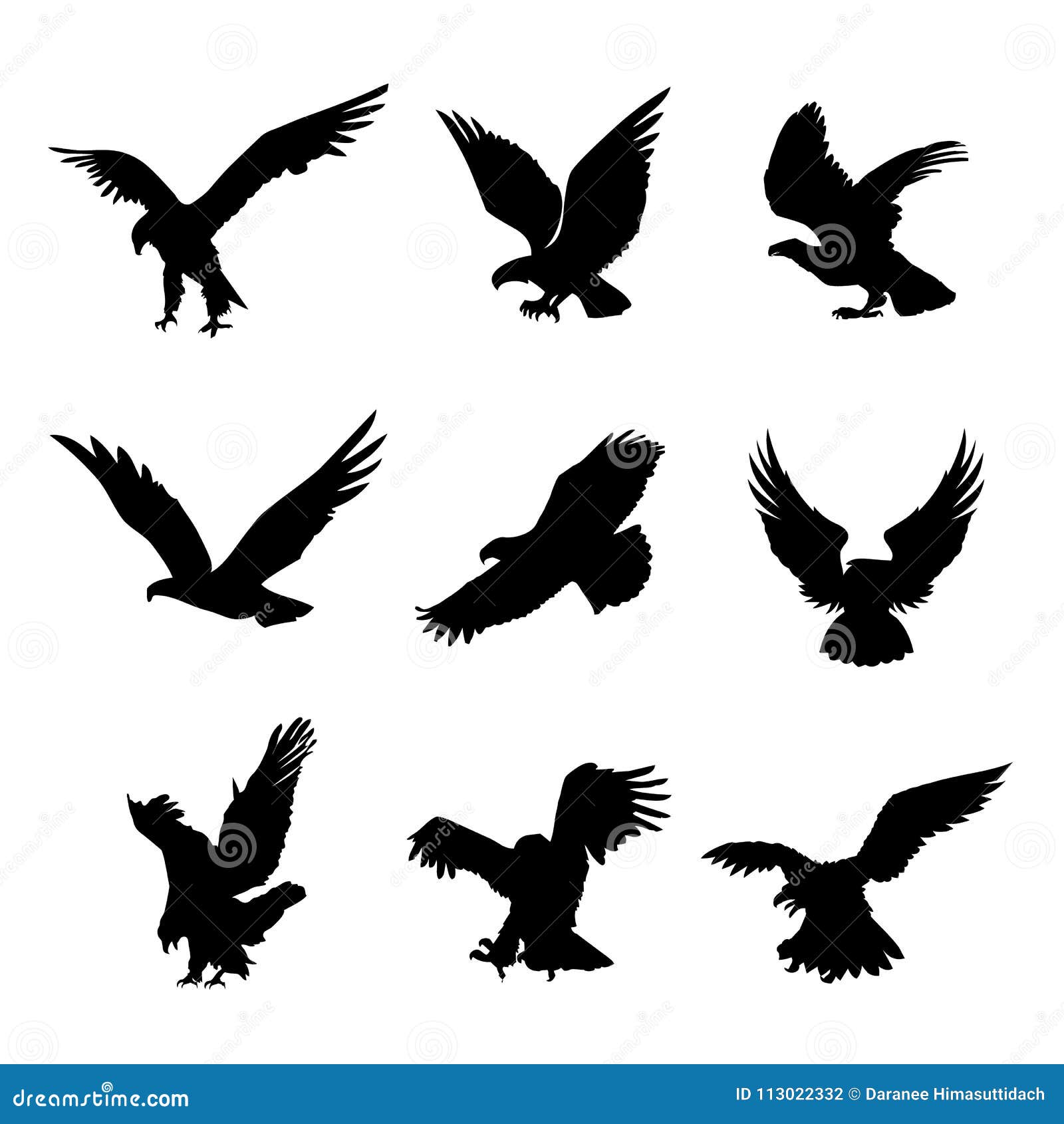 eagle falcon bird hawk animal silhouette black icon flat    