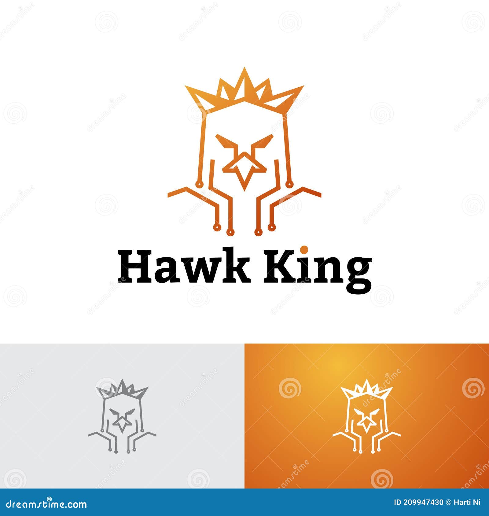 eagle hawk bird king golden crown logo template