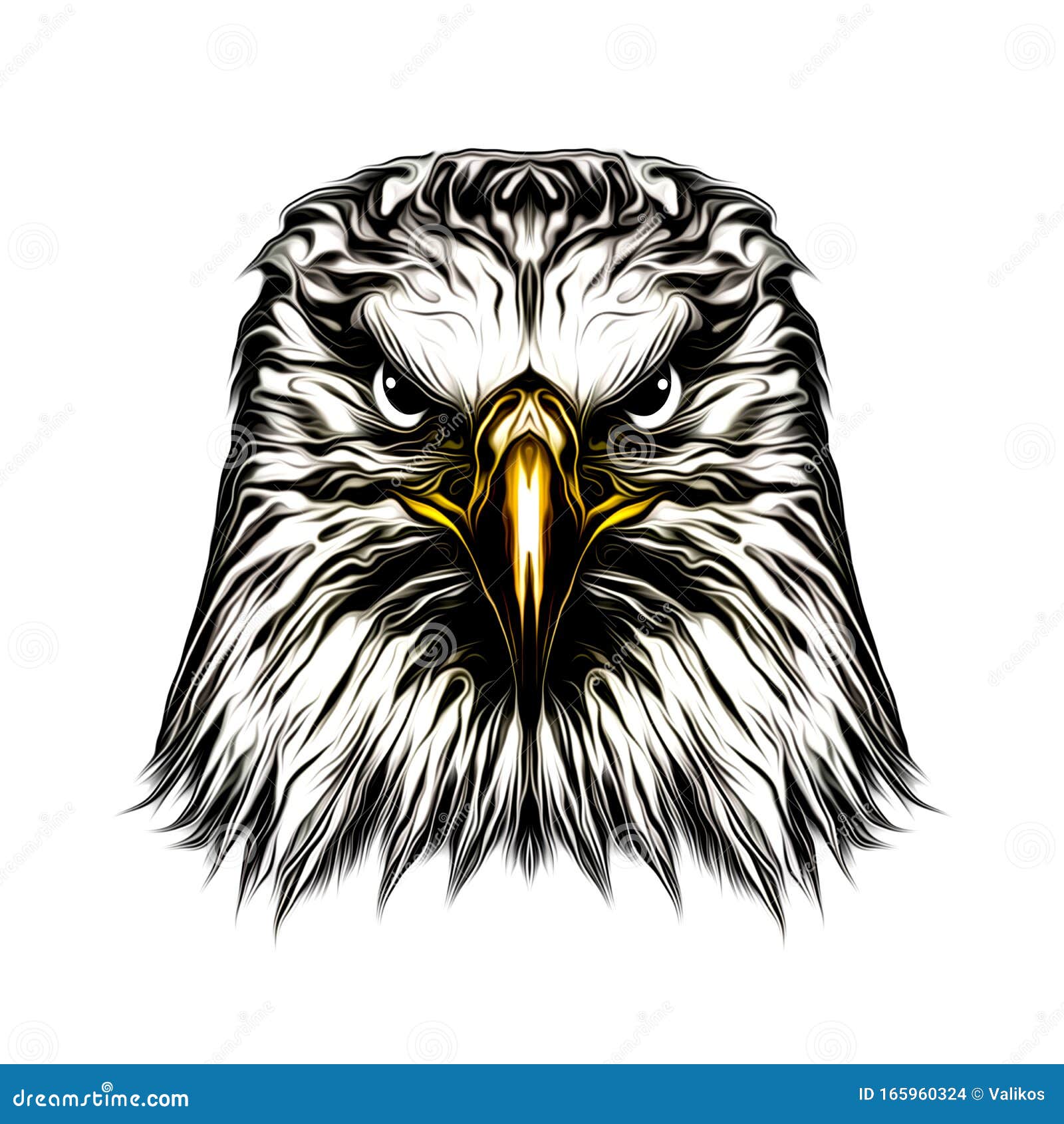 eagle head black and white  on white background, digita