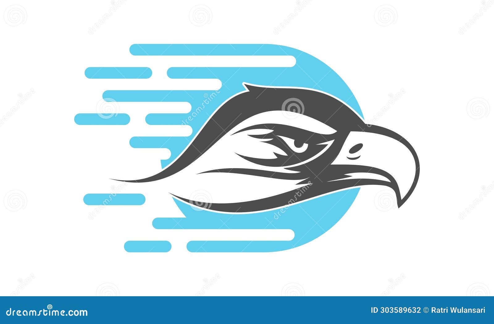 Eagle Head with Fast Delivery Illustration Design Vector Stock Vector