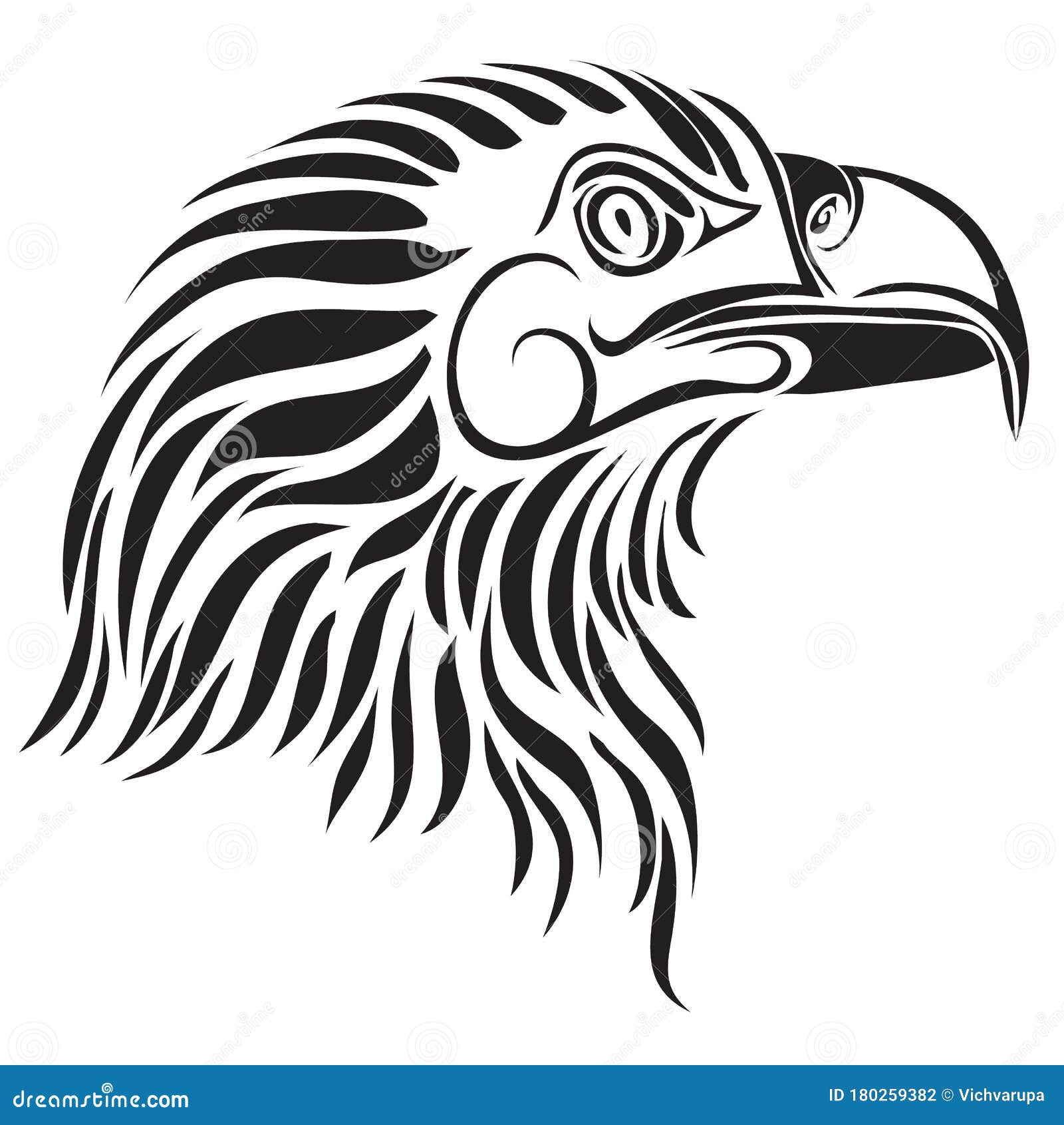 Eagle Head Painted Stylized in Black for Logotype, Isolated Object on a ...