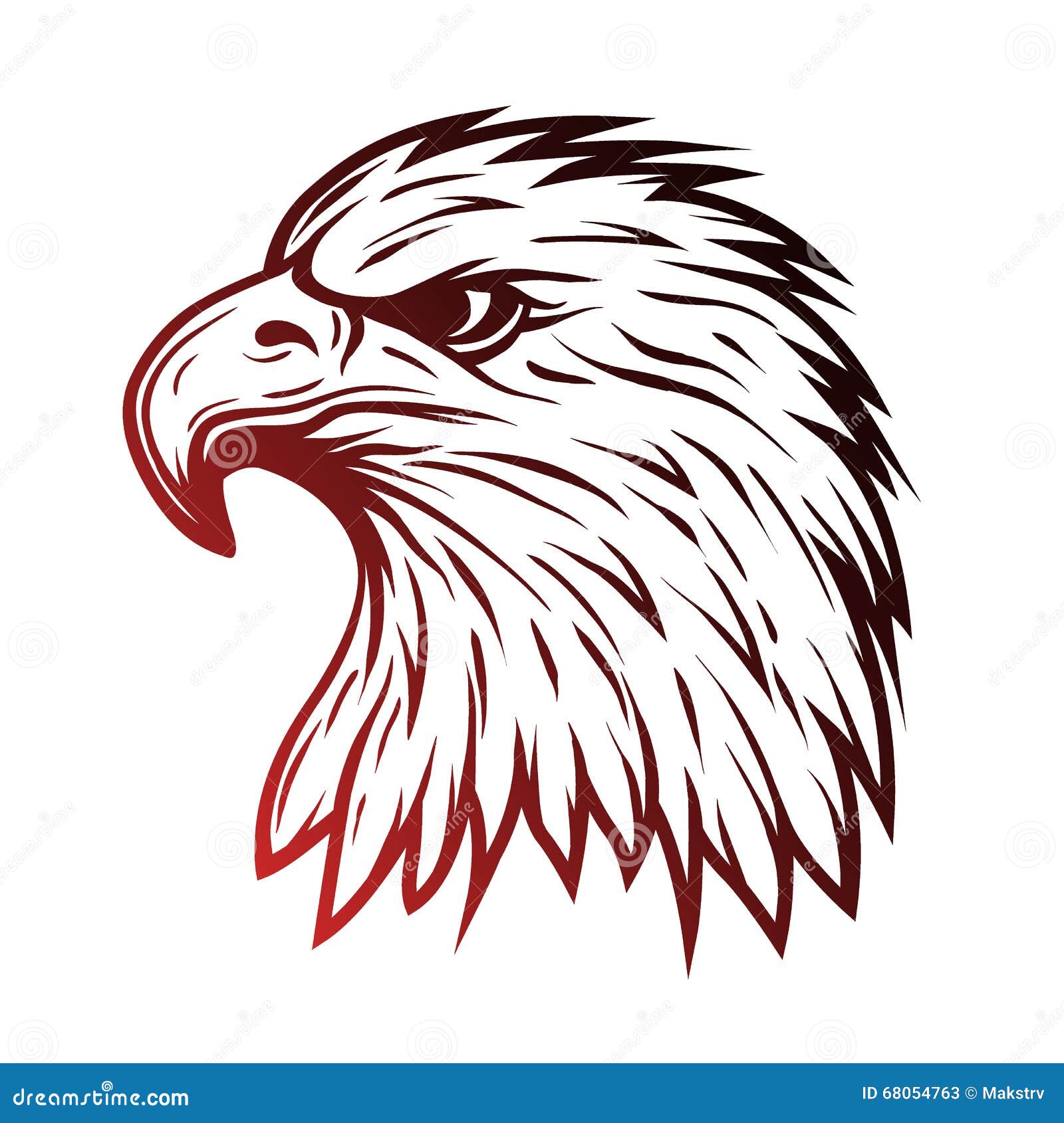 Eagle Head In Profile Line Art Style Stock Vector Illustration Of Cartoon Tattoo 68054763
