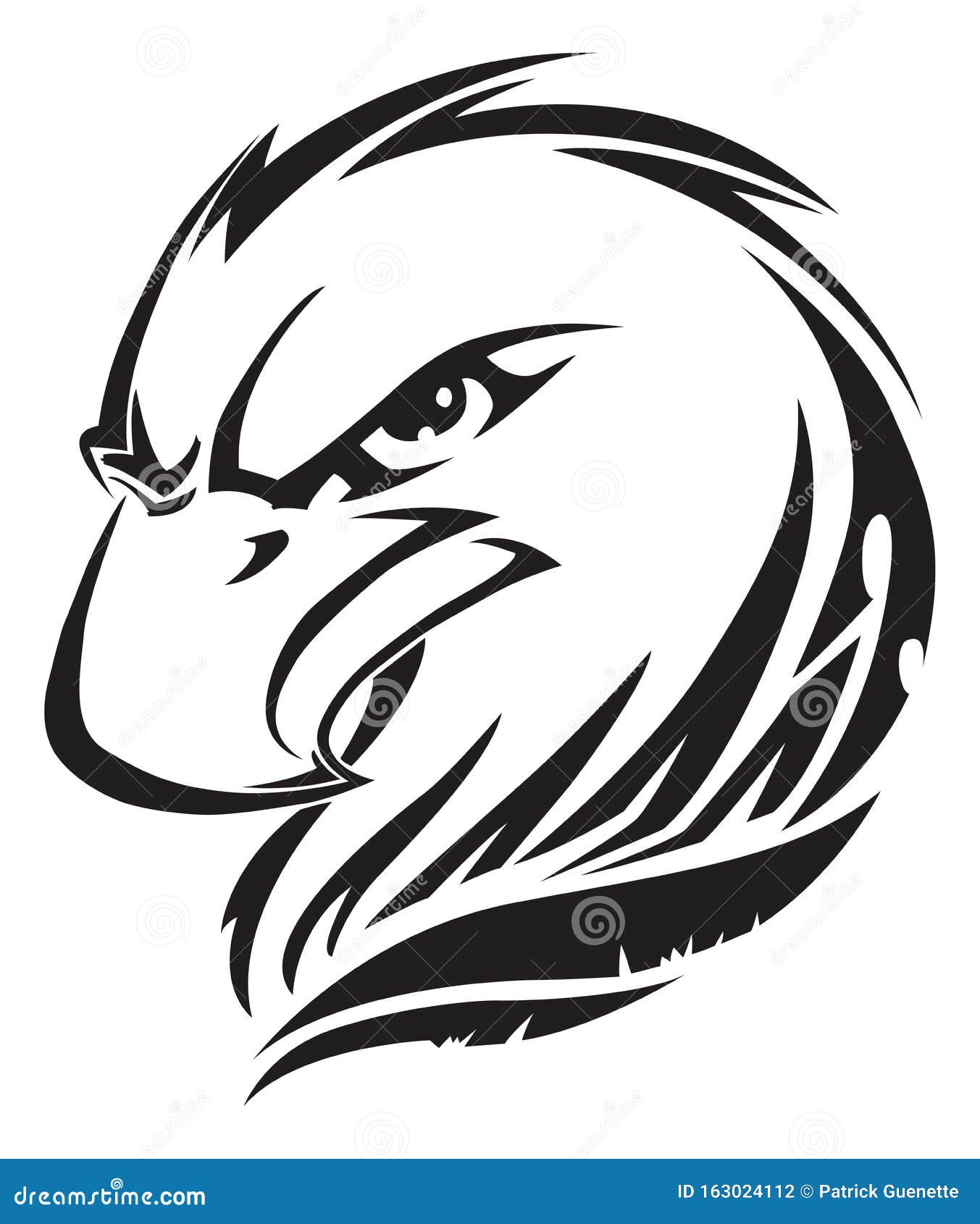 Eagle Head Tattoo, Vintage Engraving Stock Vector - Illustration of engraved, anger: 163024112