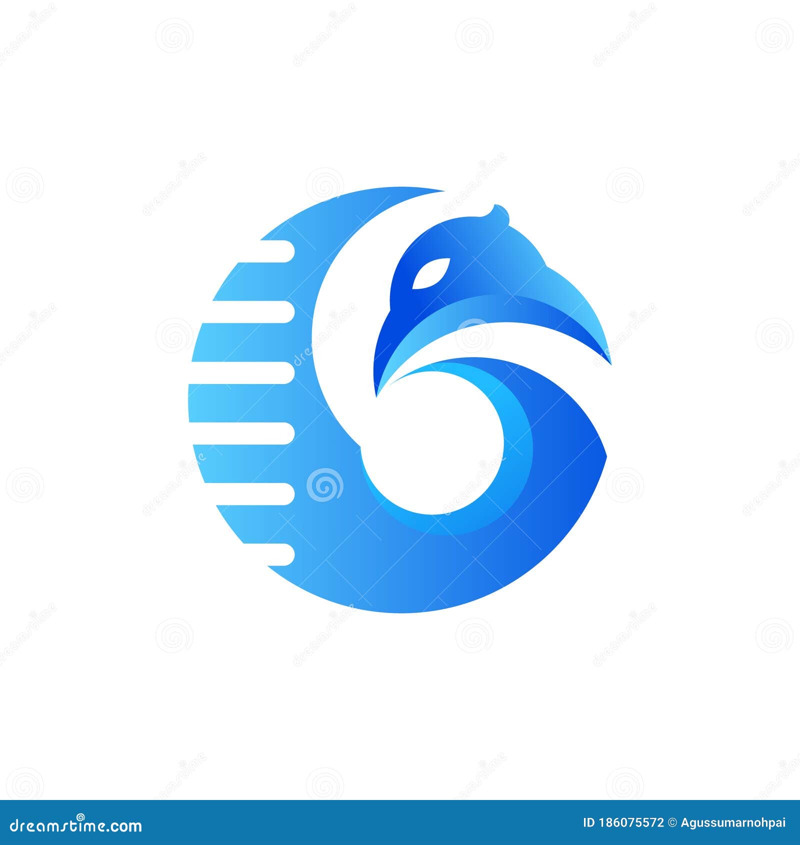 Eagle Logo with 3D Effect. Logo Bird is Blue Stock Vector ...