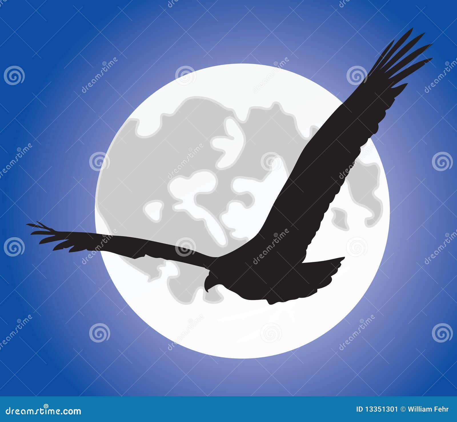 eagle silhouete over moon
