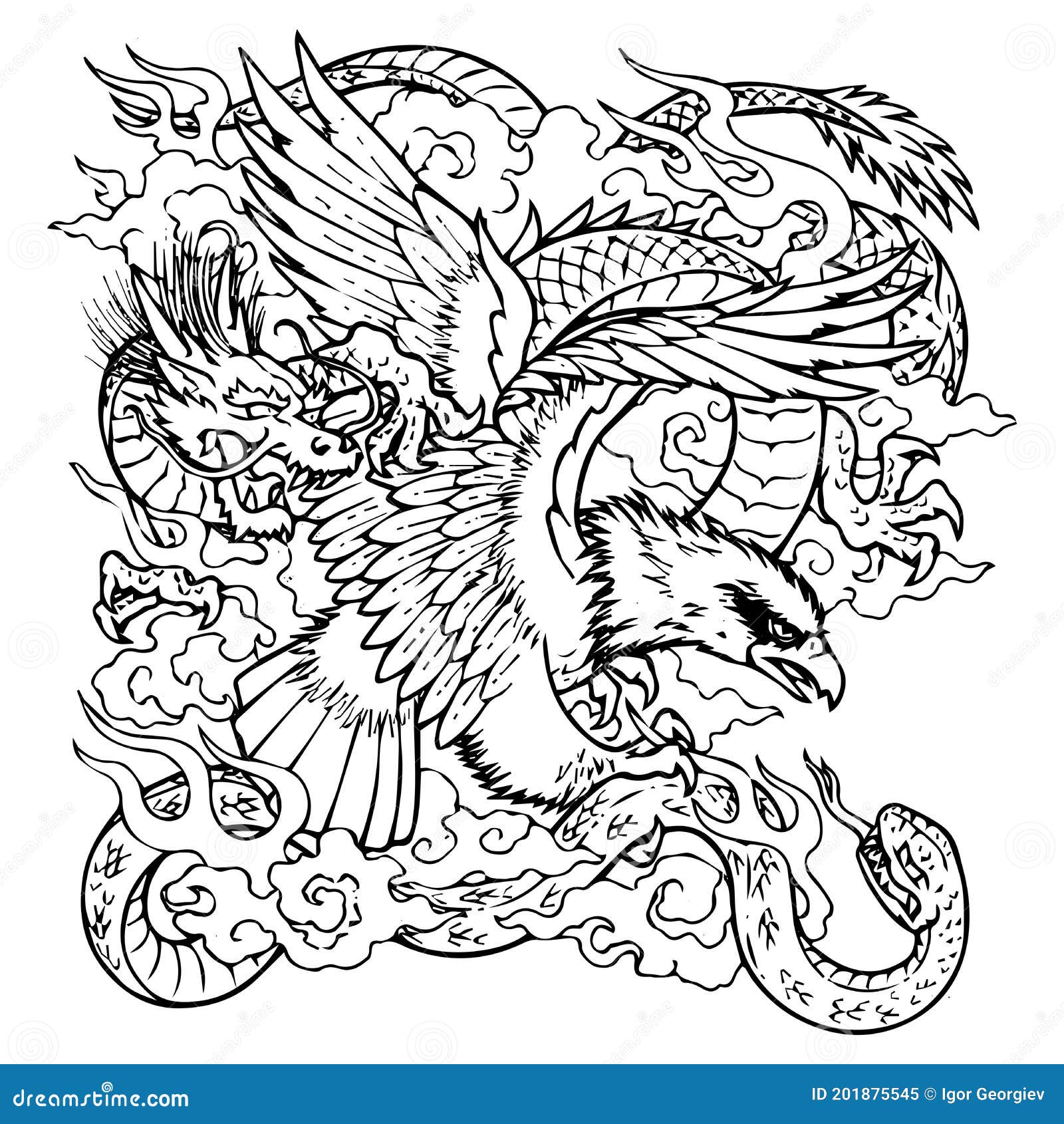 Vector Eagle Battle Snake Tattoo Design Stock Vector Royalty Free  647395489  Shutterstock