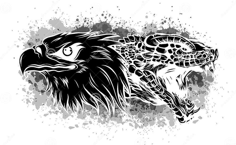 Eagle and Snake. Tattoo Vector Illustration Design Stock Vector